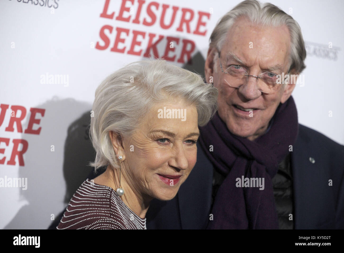 New York City. 11th Jan, 2018. Helen Mirren and Donald Sutherland attend 'The Leisure Seeker' New York Screening at AMC Loews Lincoln Square on January 11, 2018 in New York City. | Verwendung weltweit/picture alliance Credit: dpa/Alamy Live News Stock Photo