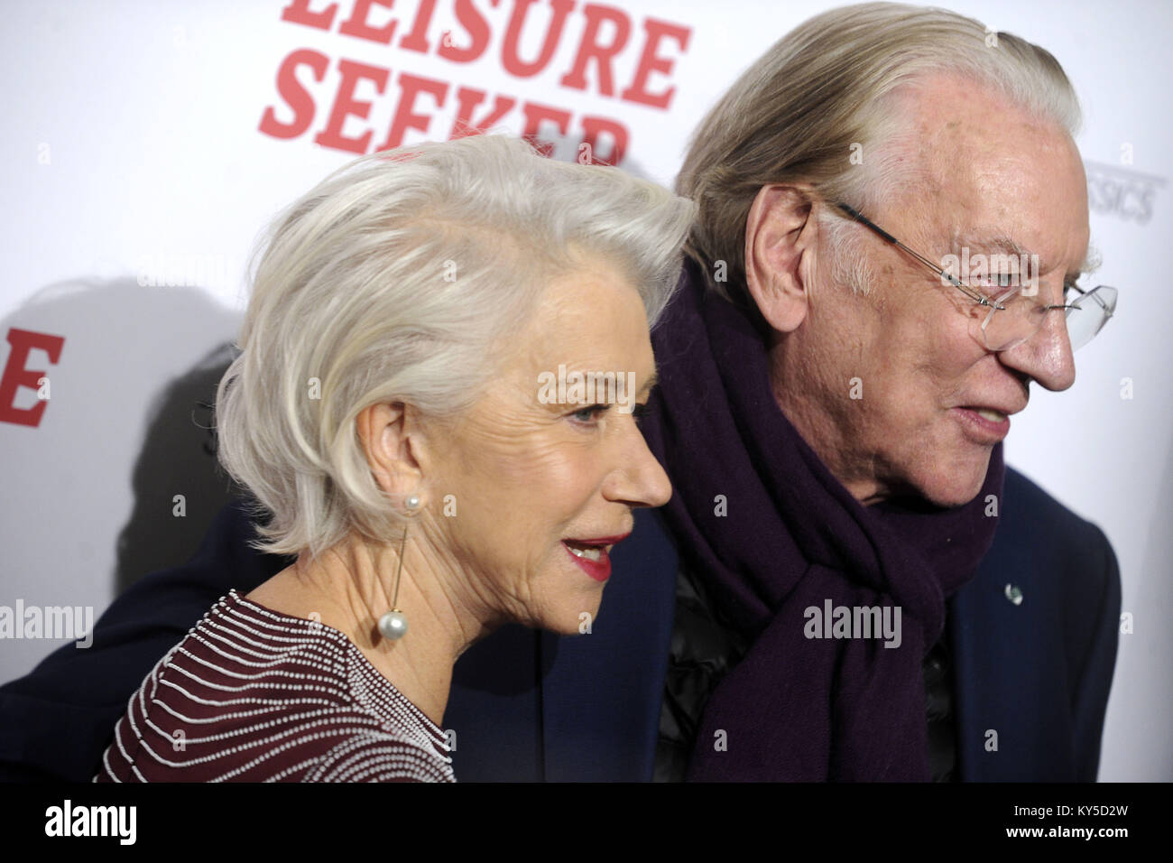 New York City. 11th Jan, 2018. Helen Mirren and Donald Sutherland attend 'The Leisure Seeker' New York Screening at AMC Loews Lincoln Square on January 11, 2018 in New York City. | Verwendung weltweit/picture alliance Credit: dpa/Alamy Live News Stock Photo