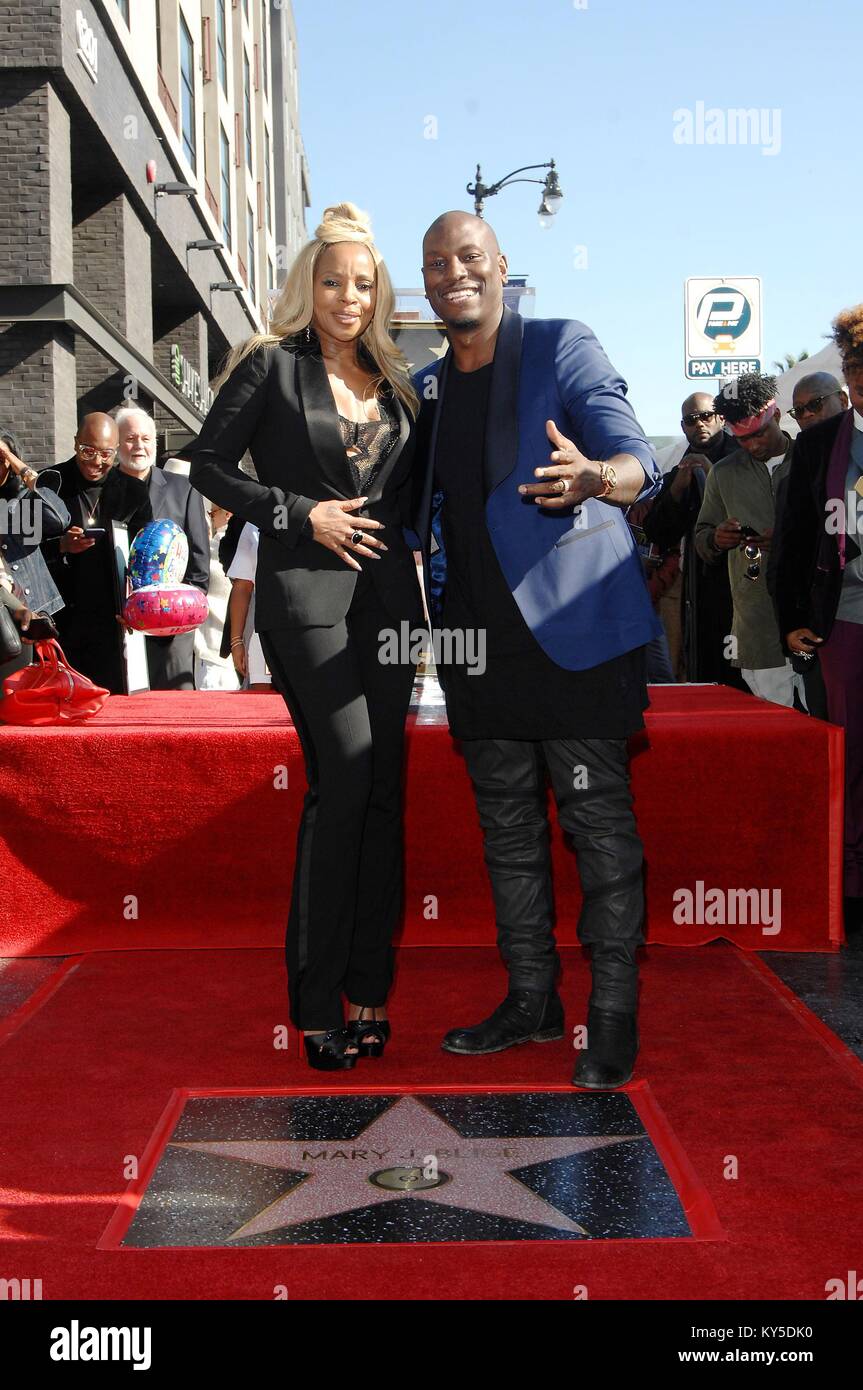 Los Angeles, CA, USA. 11th Jan, 2018. Mary J. Blige, Tyrese Gibson at