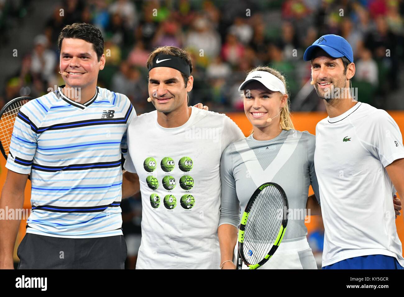 Melbourne, Australia. 13th Jan, 2018. Milos Raonic, Roger Federer Stock  Photo - Alamy