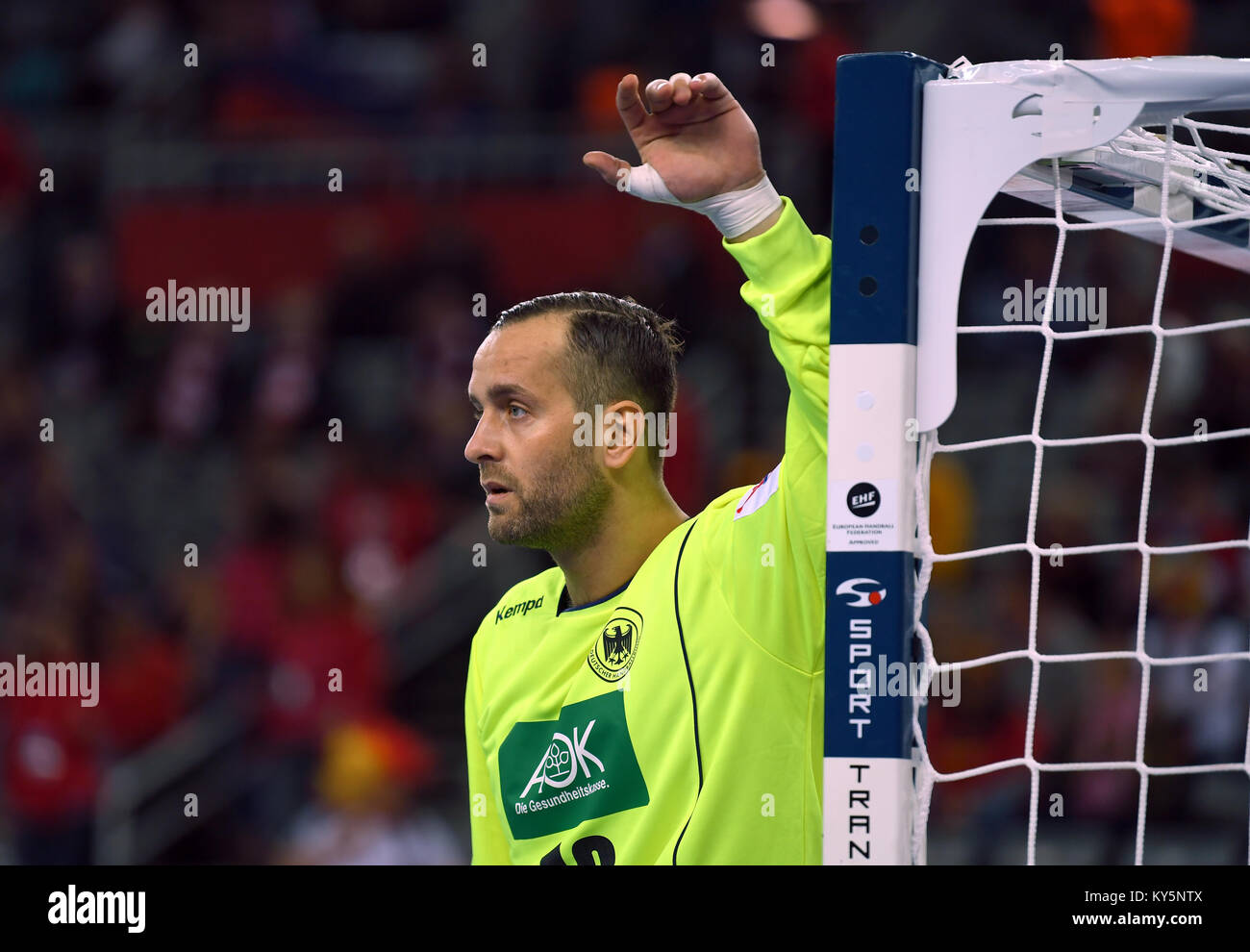 Germany goalie Silvio Heinevetter in goal during the European Championship handball match