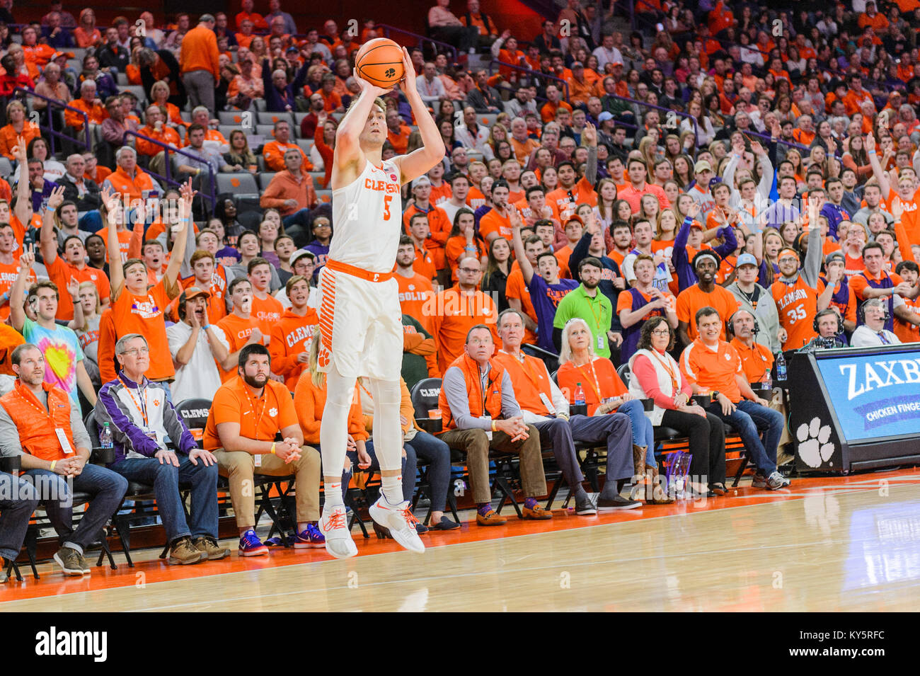 Clemson Tigers Forward Mark Donnal 5 Shoots A 3 Pointer