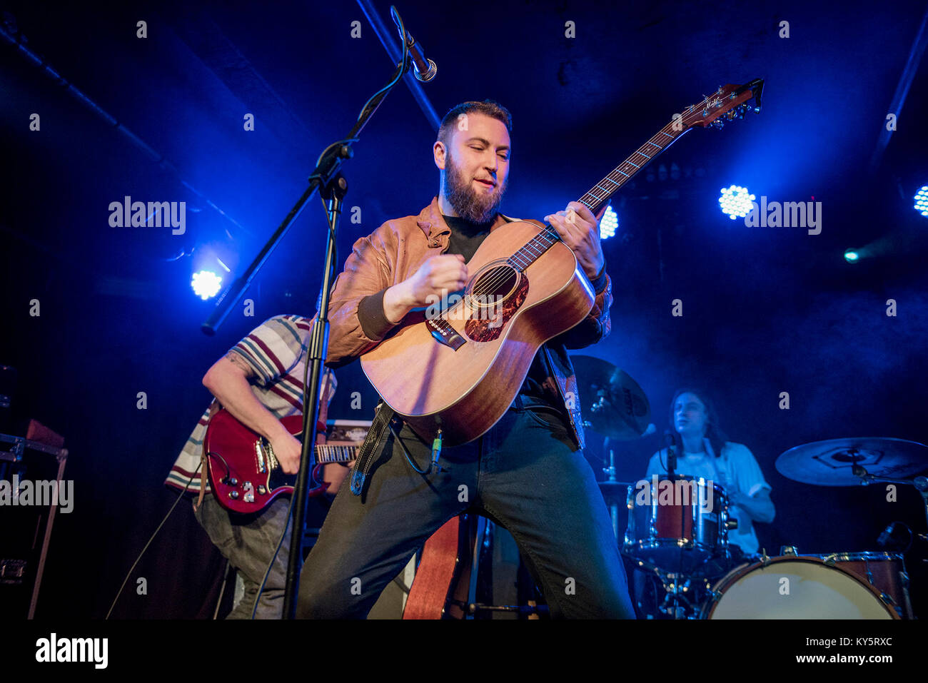 Manchester, UK. 13th January 2018. Ralph Pelleymounter,  James Ball,  Josh Taffel, Grant McNeill and Ben Jackson of To Kill A King perform at the Academy 3 in Manchester 13/01/2018 Credit: Gary Mather/Alamy Live News Stock Photo