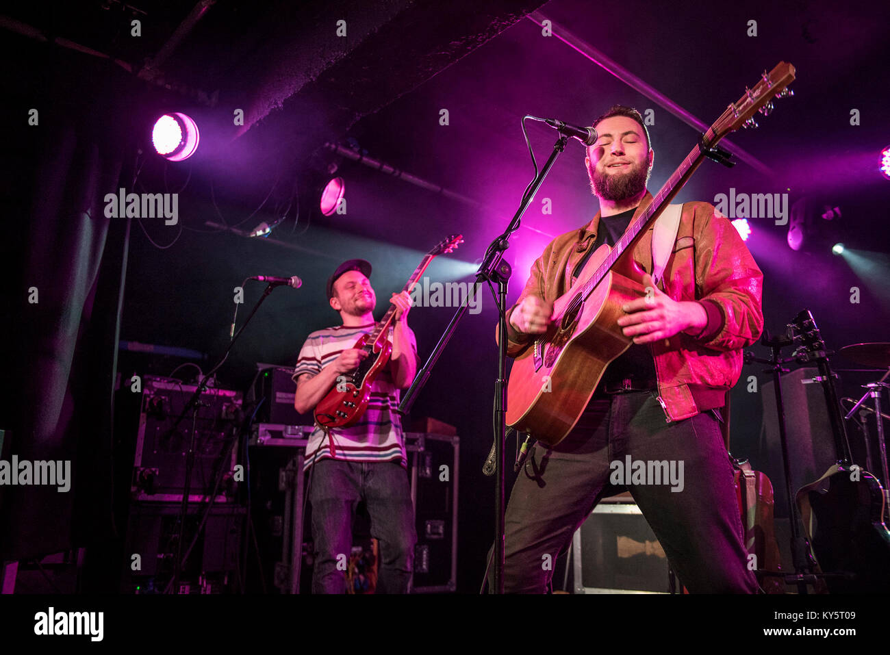 Manchester, UK. 13th January 2018. Ralph Pelleymounter,  James Ball,  Josh Taffel, Grant McNeill and Ben Jackson of To Kill A King perform at the Academy 3 in Manchester 13/01/2018 Credit: Gary Mather/Alamy Live News Stock Photo