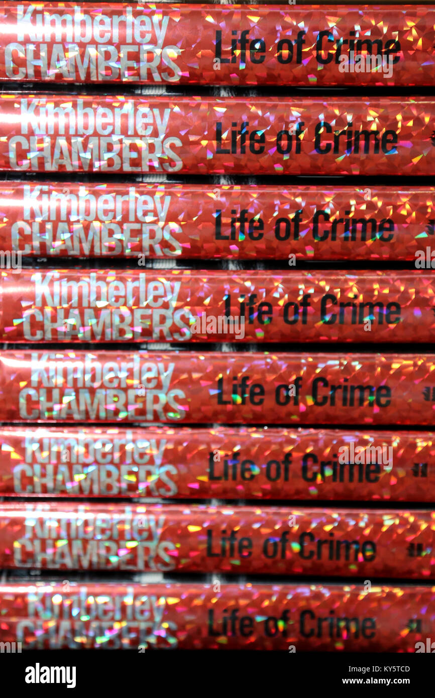 Romford Essex, UK. 13th Jan, 2018. Crime author Kimberley Chambers signs copies of her 13th and latest book Life of Crime at Waterstones bookshop Romford Essex photo Credit: SANDRA ROWSE/Alamy Live News Stock Photo