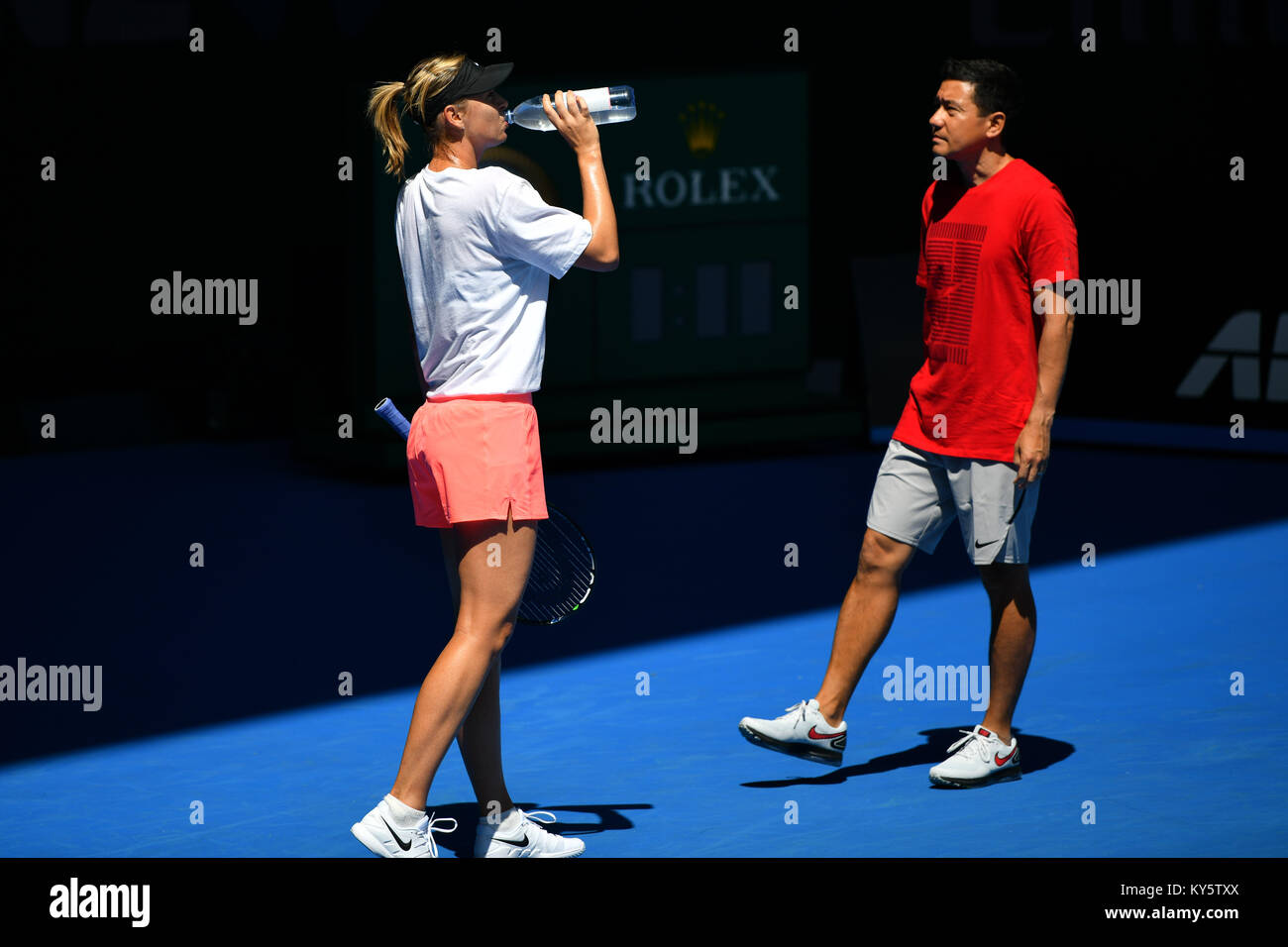 Melbourne, Australia. 14th Jan, 2018. Maria Sharapova at a practise