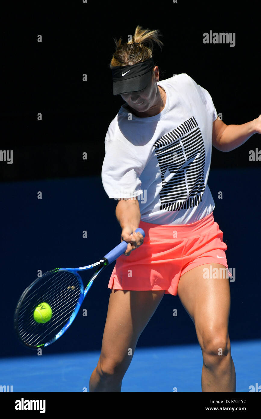 Melbourne, Australia. 14th Jan, 2018. Maria Sharapova at a practise