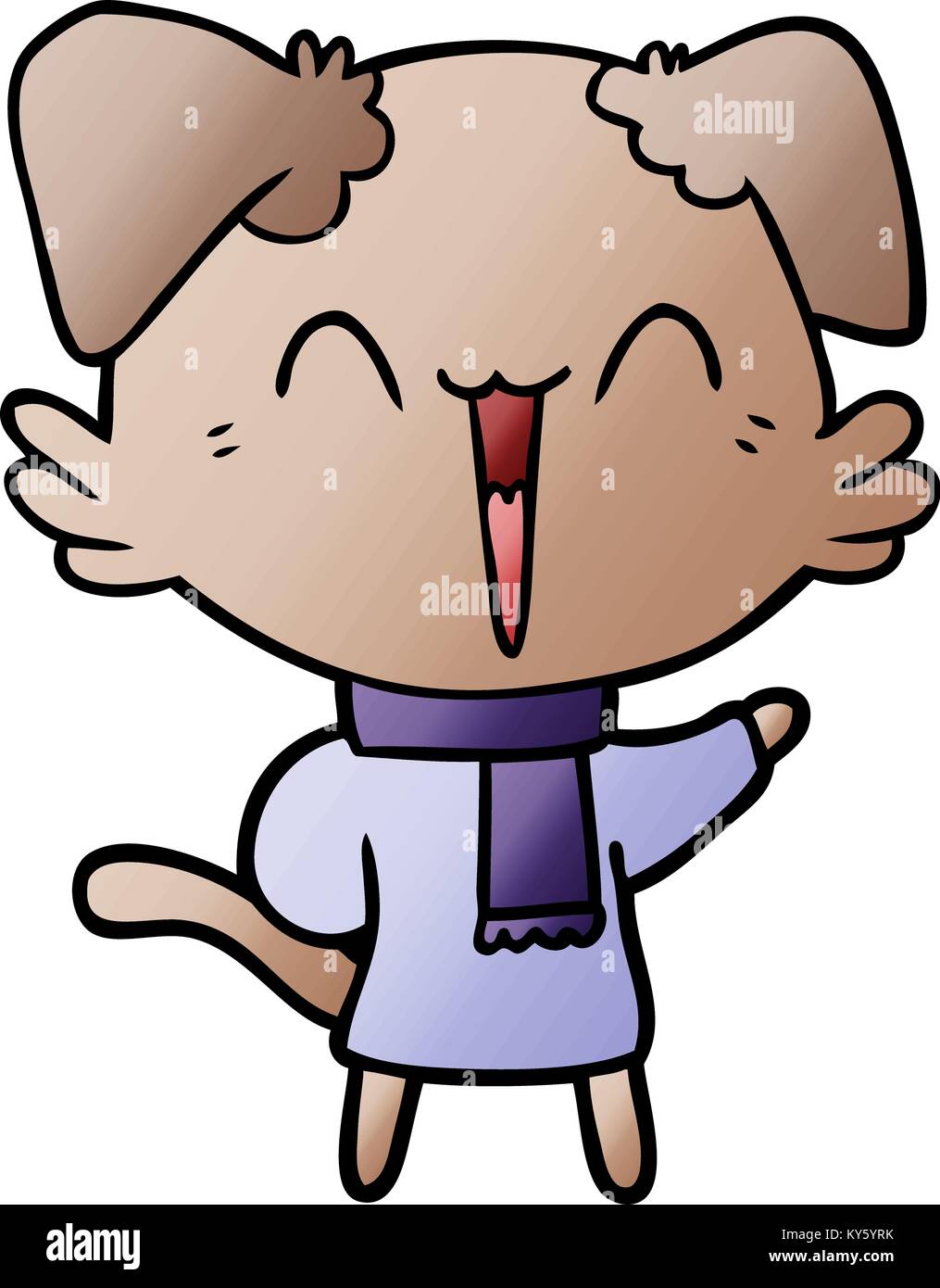 happy little cartoon dog in winter clothes Stock Vector Image & Art - Alamy