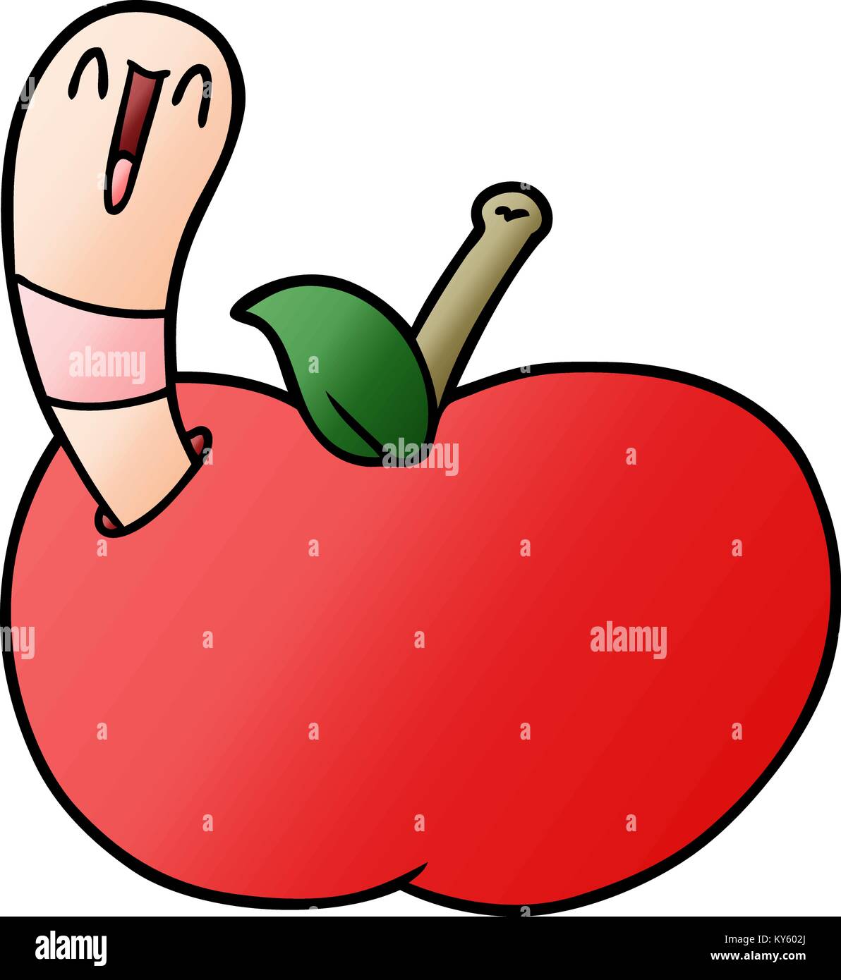 cartoon worm in apple Stock Vector Image & Art - Alamy