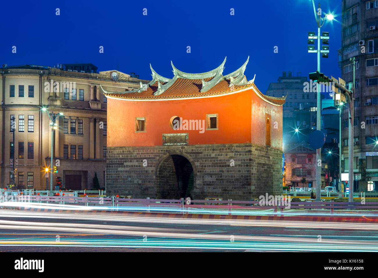 night view of cheng-en gate, the northern gate Stock Photo