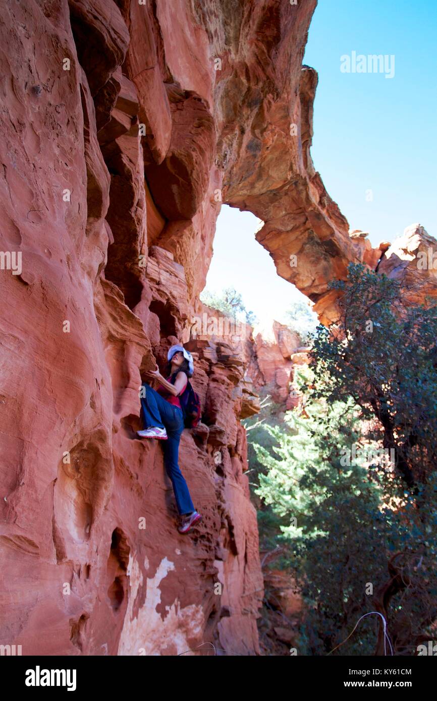 Rock climbing in Sedona Stock Photo Alamy