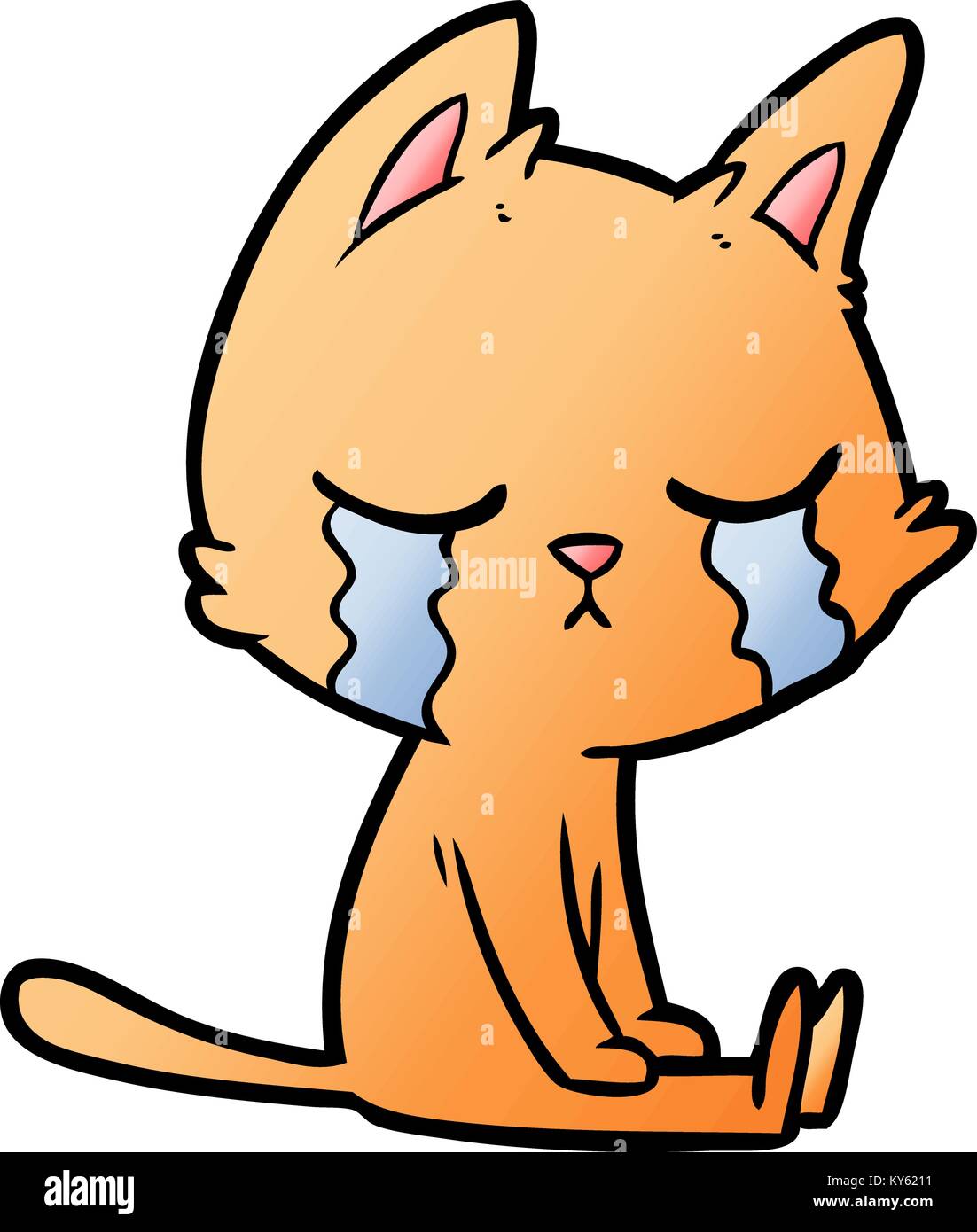 crying cartoon cat sitting Stock Vector Image & Art - Alamy