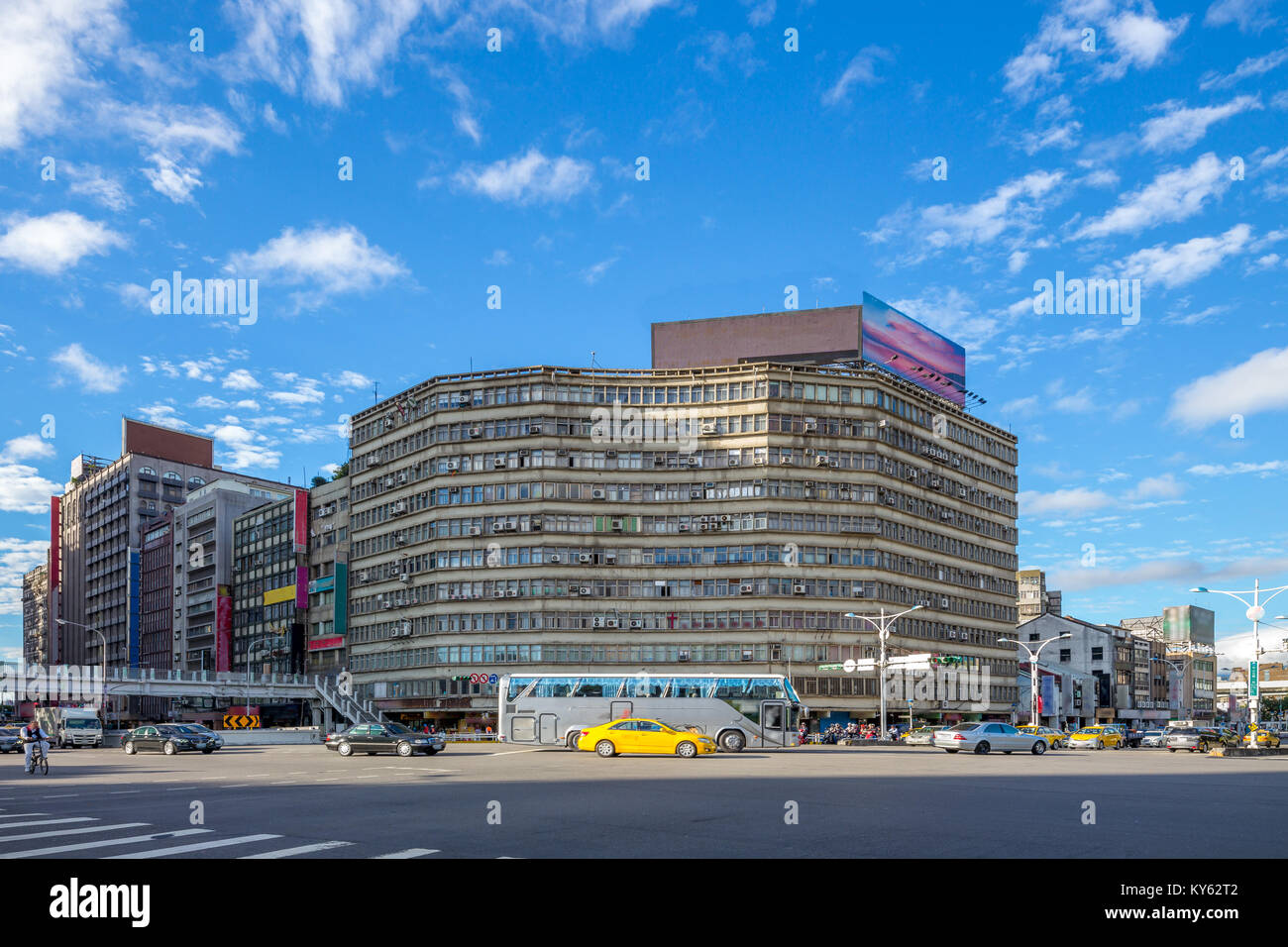 street view of taipei city, the kilometer zero Stock Photo