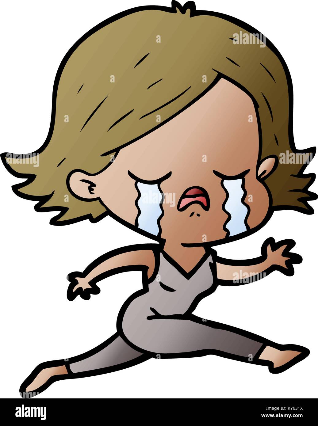 cartoon girl crying whilst running Stock Vector Image & Art Alamy