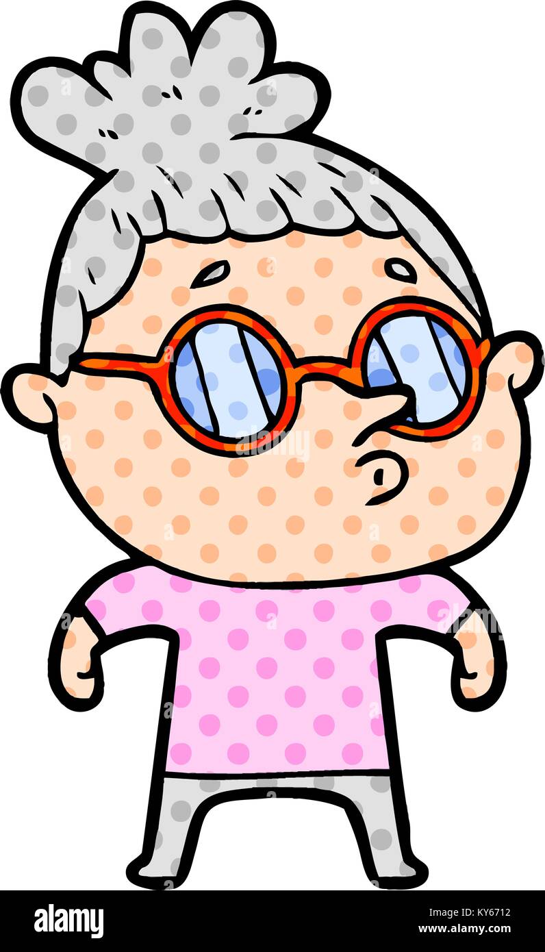 cartoon woman wearing glasses Stock Vector Image & Art - Alamy