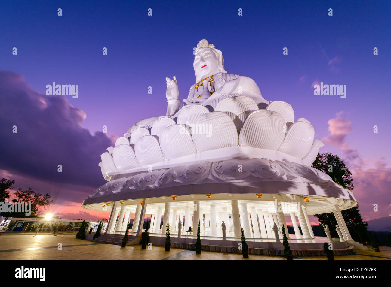 Guan Yin Statue with twilight at Wat huay pla kang temple, Chinese