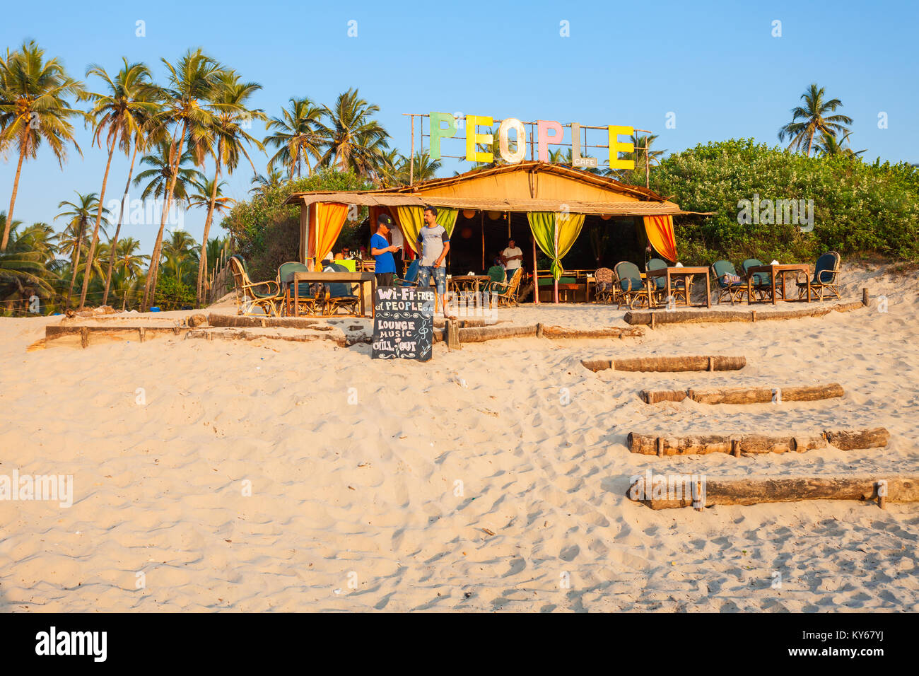 GOA, INDIA DECEMBER 09, 2016 People beach restaurant shack and