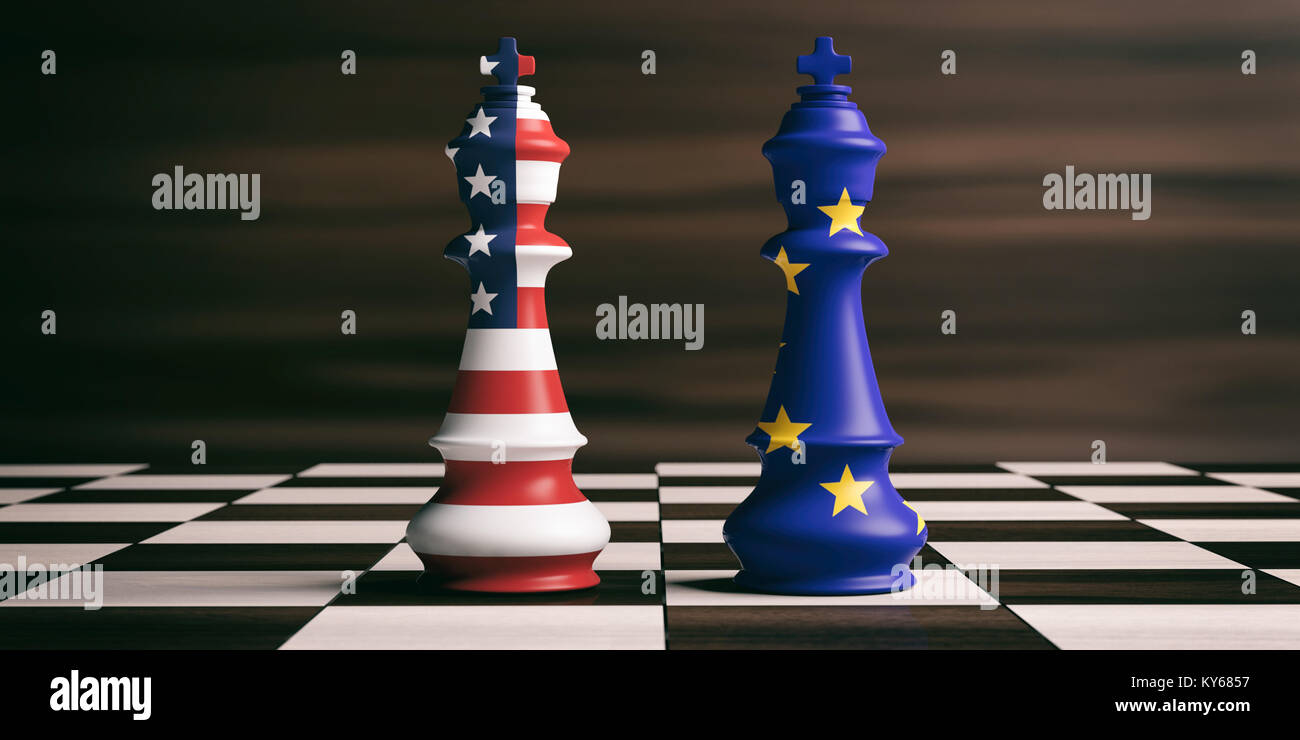 EU Chess King 3D Render Of Chess King With European Union Flag