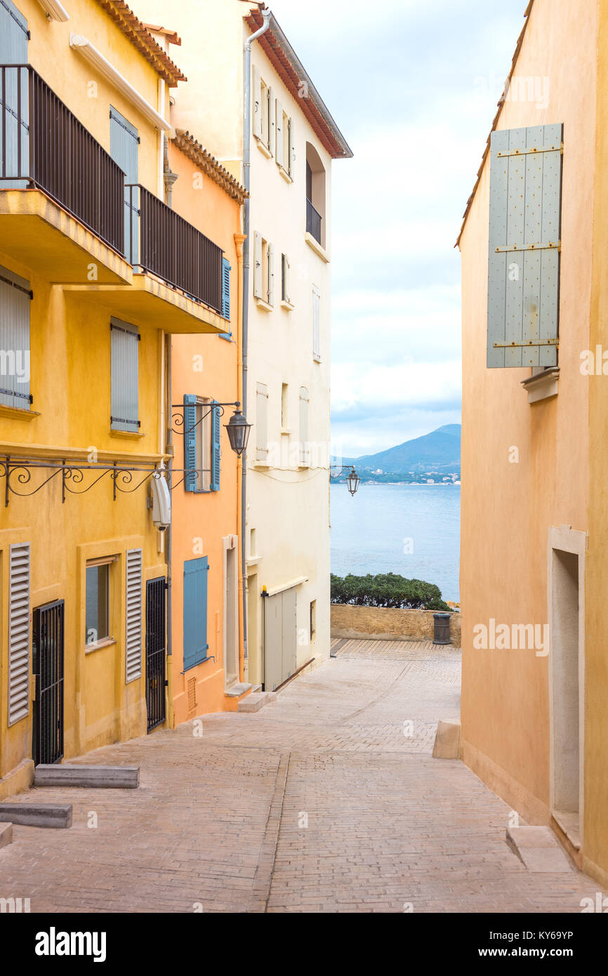 Saint Tropez, France, the colorful houses in La Porte du Revelen
