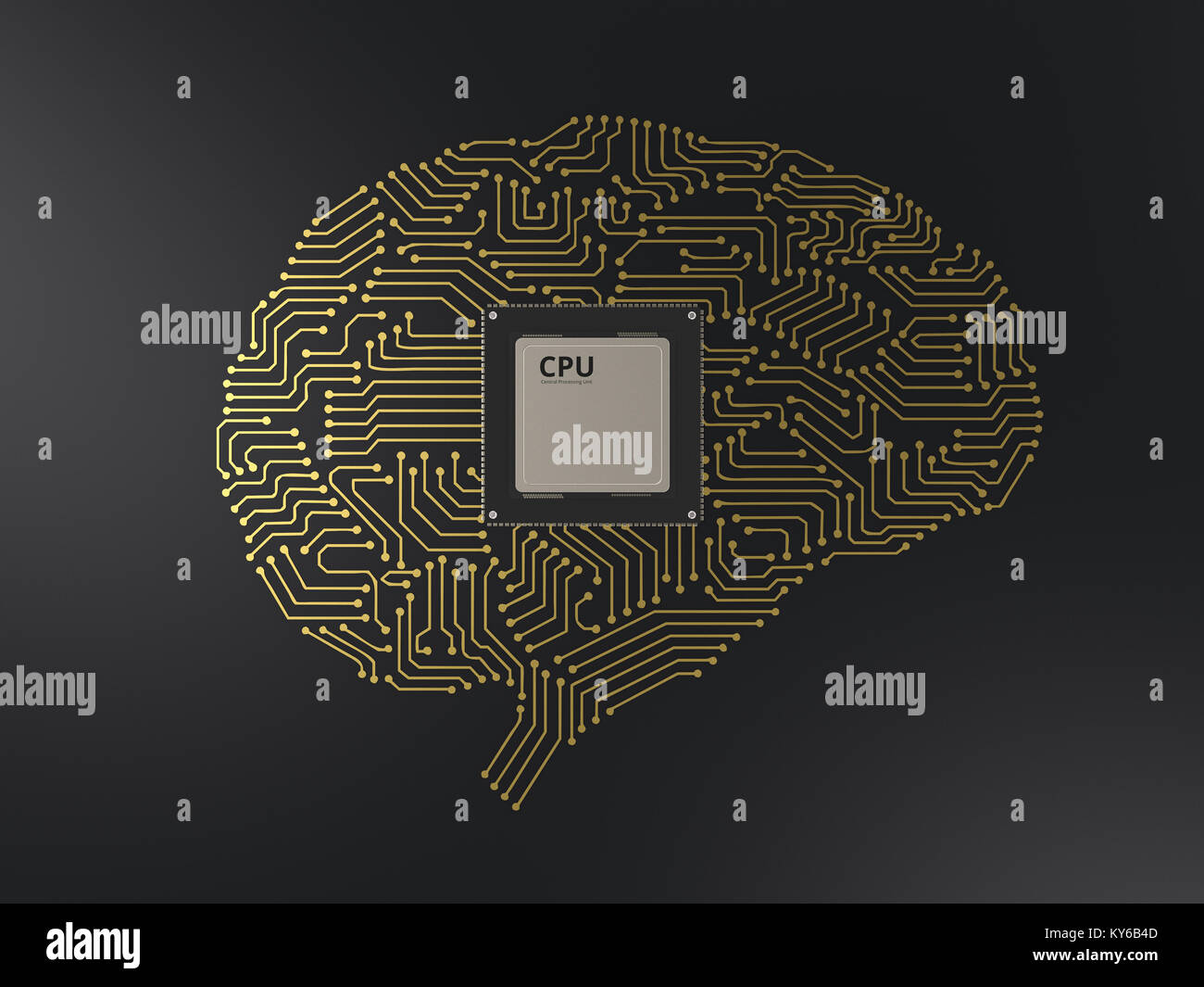 3d rendering cpu with ai circuit brain Stock Photo - Alamy