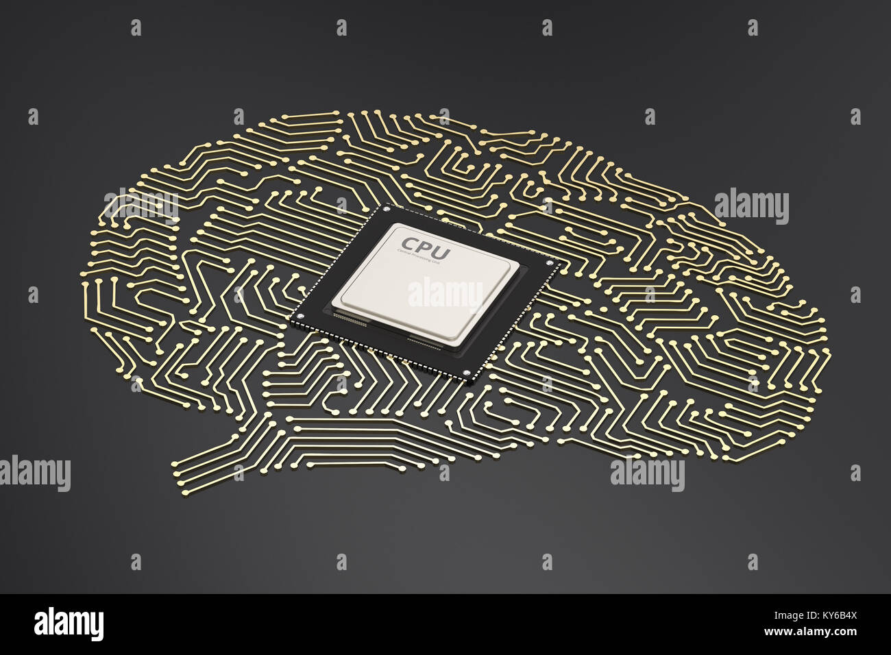 3d rendering cpu with ai circuit brain Stock Photo - Alamy