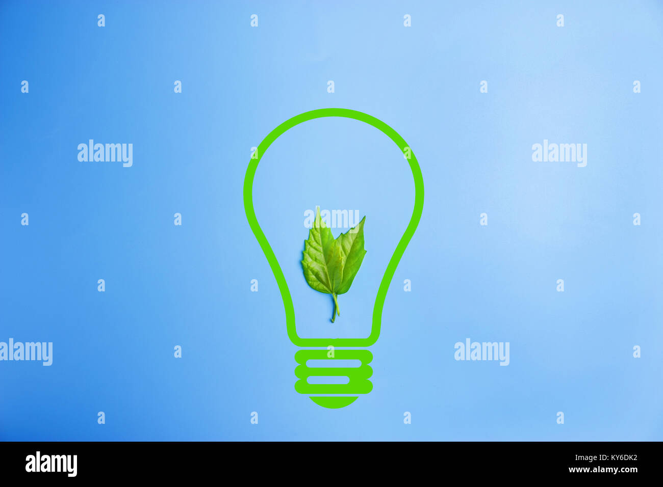 LED lamp with green leaf, ECO energy, energy save World concept lamp ...