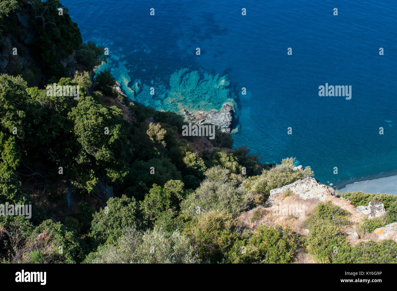 Corsica Aerial View Of Plage De Nonza Long Black Beach At
