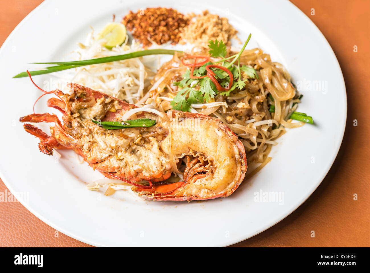 Lobster Pad Thai, stirfried rice noodles Stock Photo Alamy