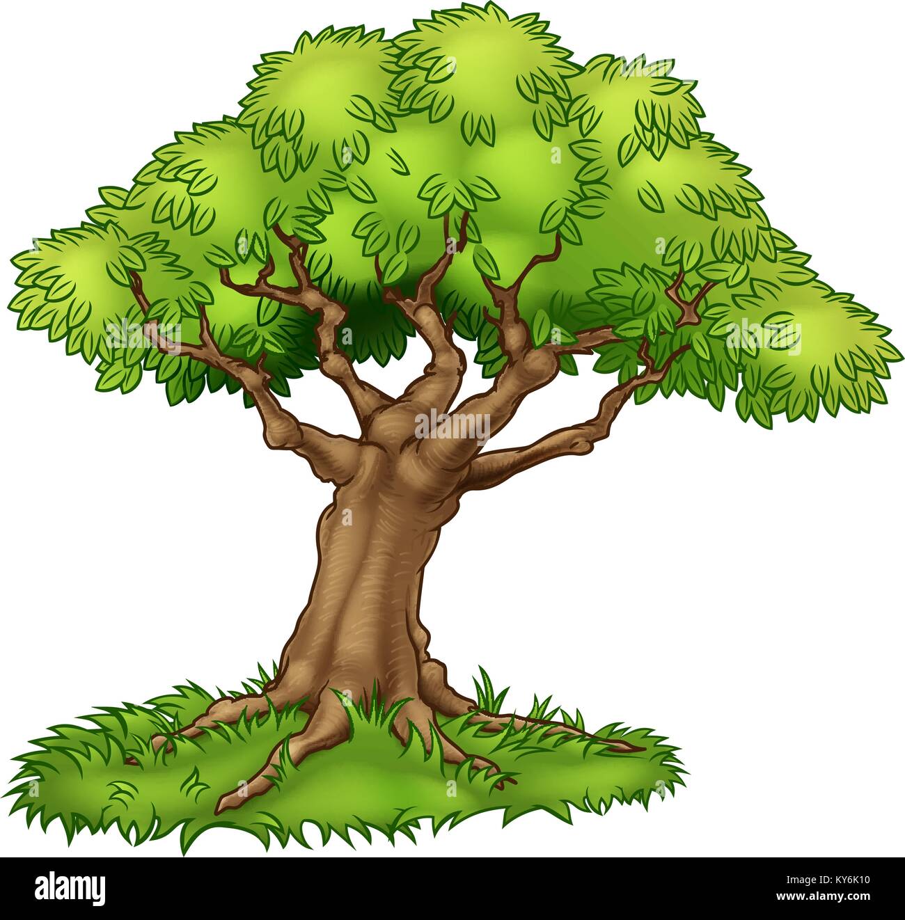 Cartoon Tree and Grass Stock Vector