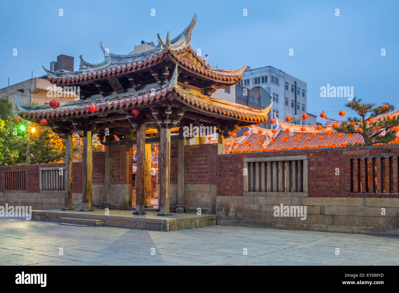 night view of Lung shan temple in Lukang Stock Photo