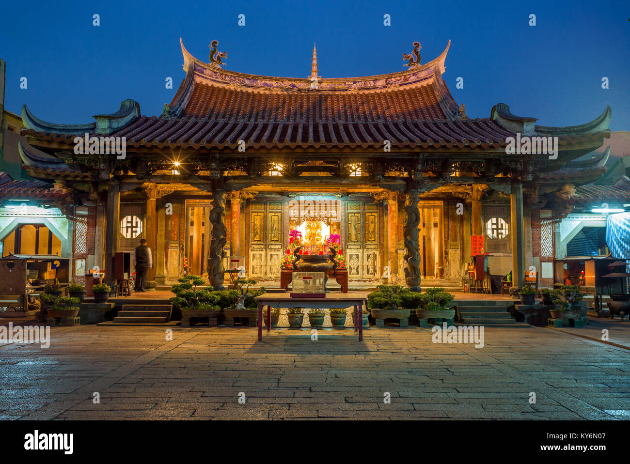 night view of Lung shan temple in Lukang Stock Photo