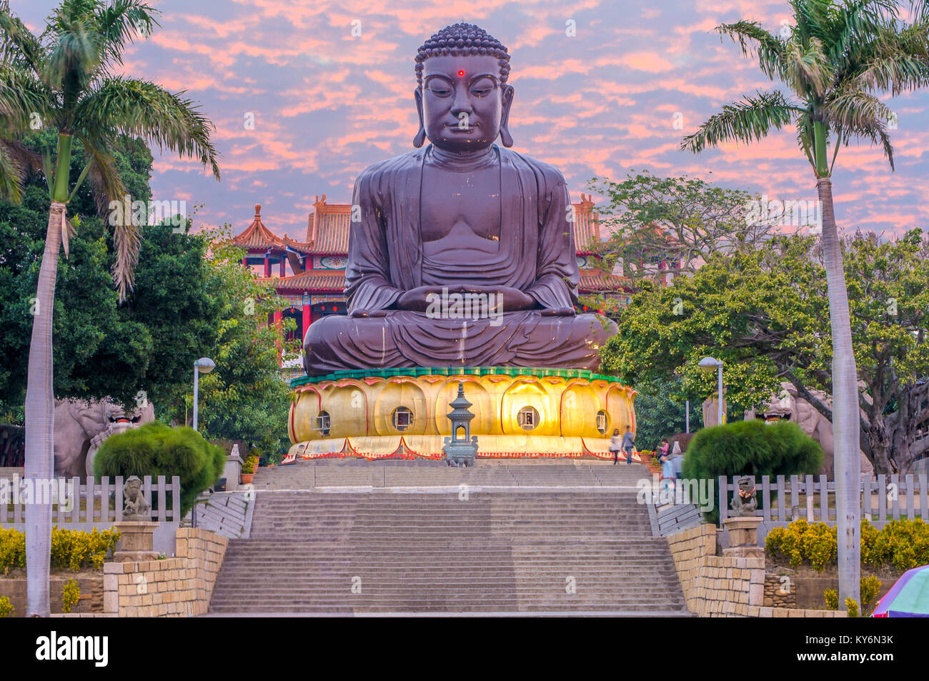 night view of the big Buddhist statue in changhua Stock Photo