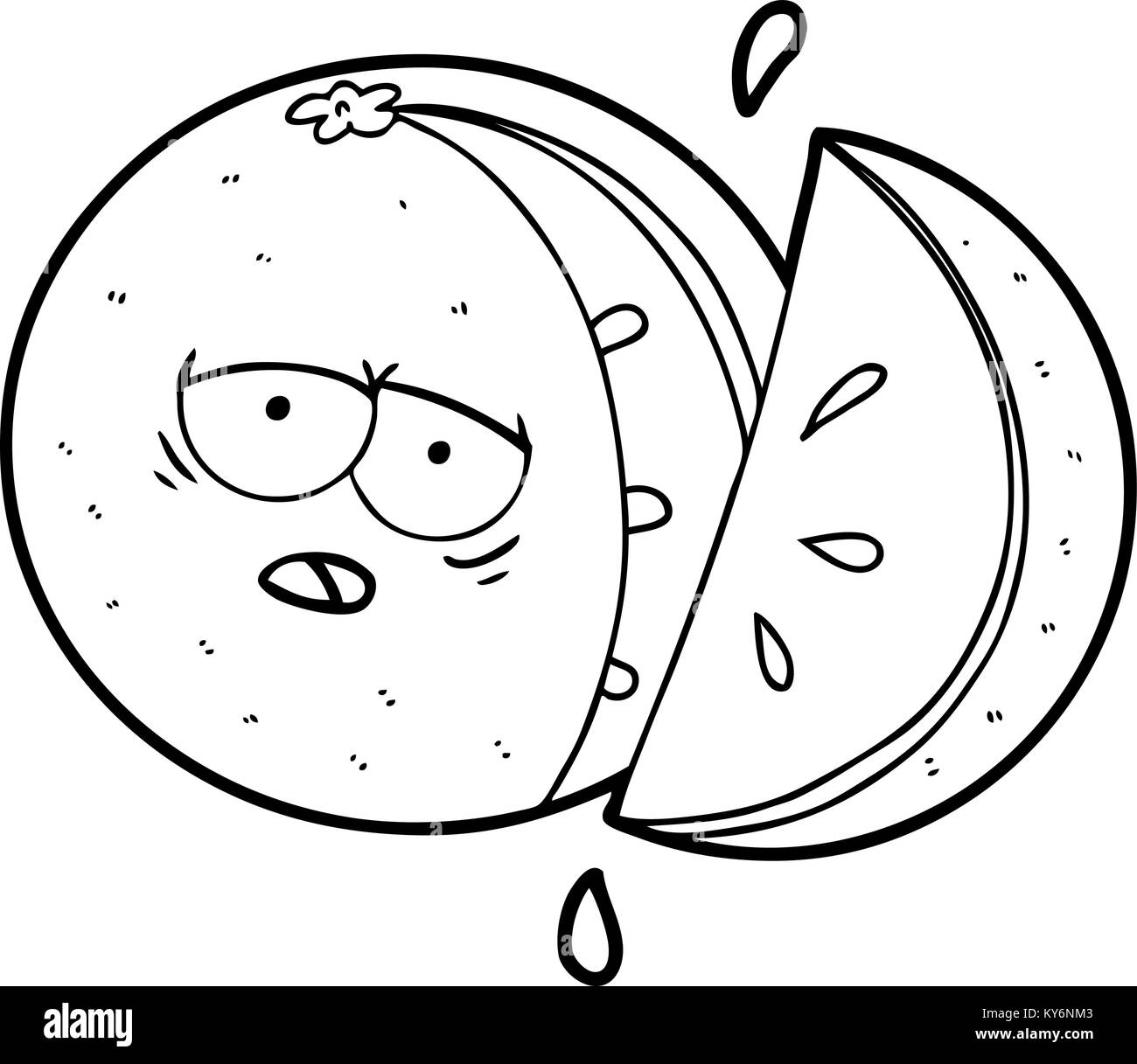 Funny orange fruit cartoon illustration Black and White Stock Photos ...