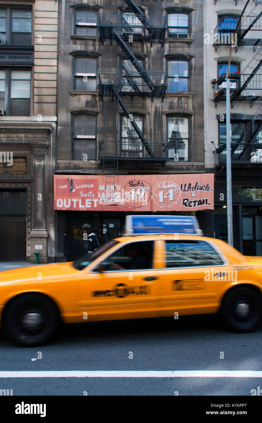 Yellow Cab in SoHO in Manhattan New York streets Stock Photo