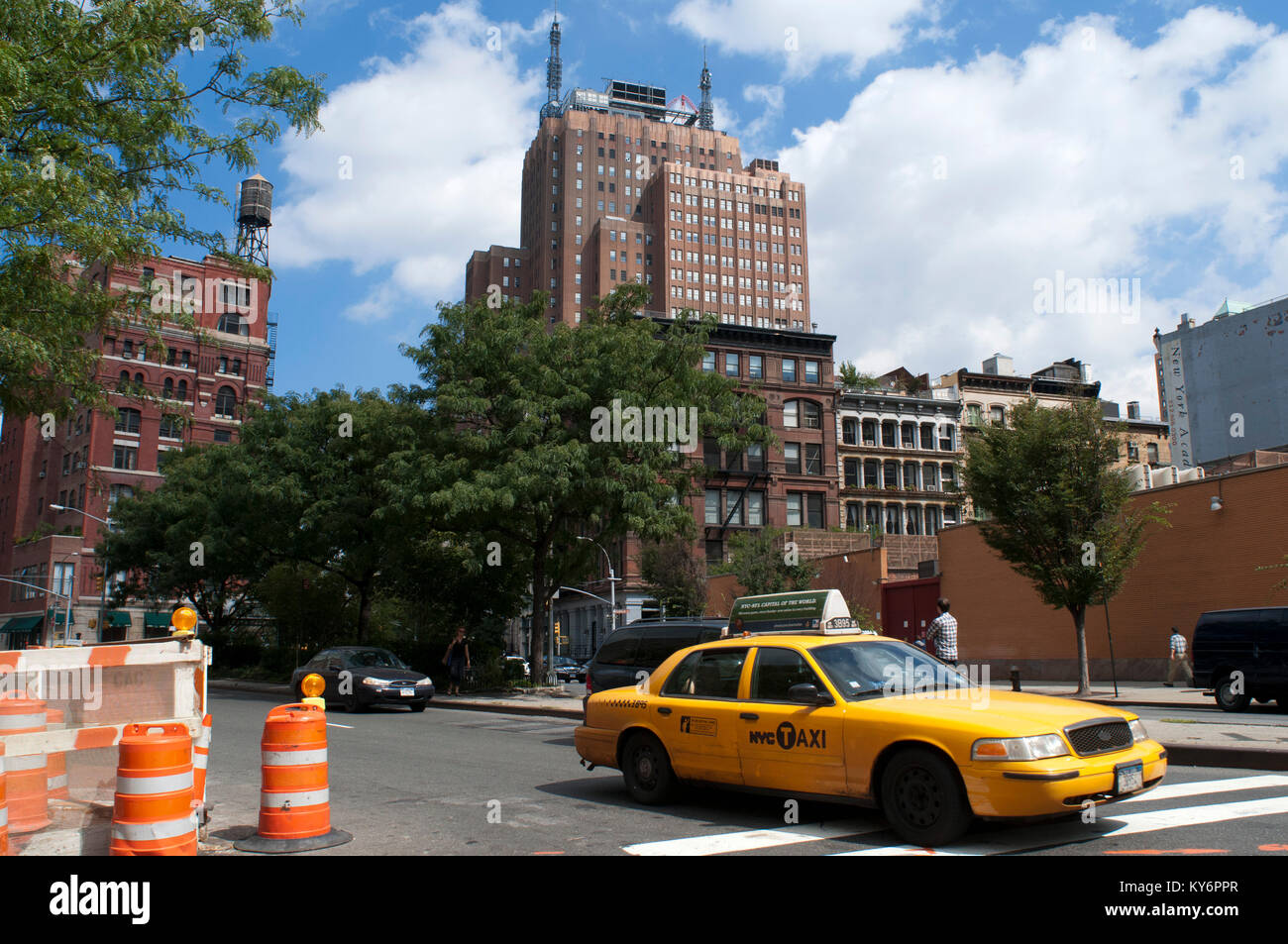 Yellow Cab in SoHO in Manhattan New York streets Stock Photo