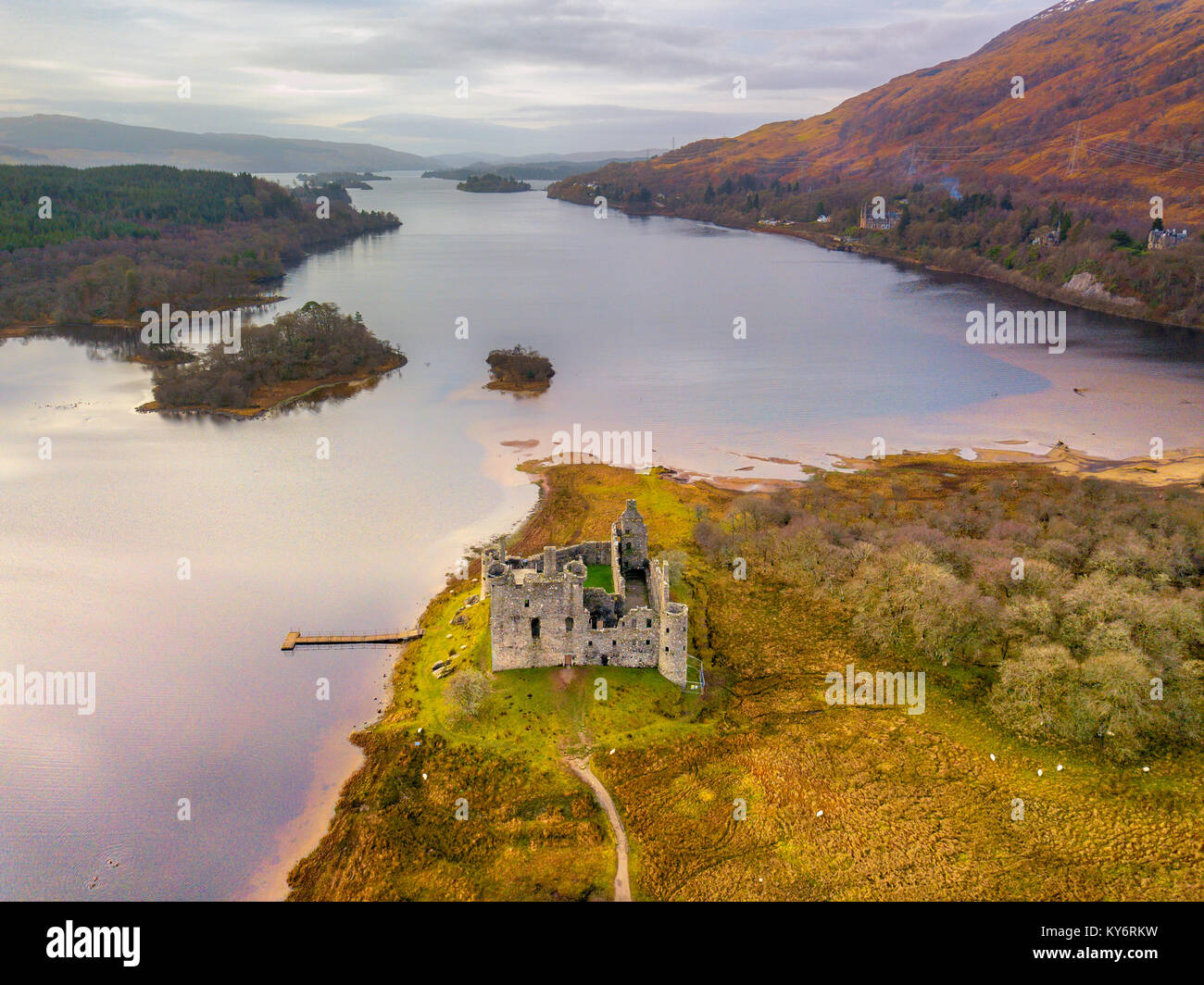 Aerial view of Loch Awe and Kilchurn Castle in Argyll and Bute, Scottish  Highlands Stock Photo - Alamy