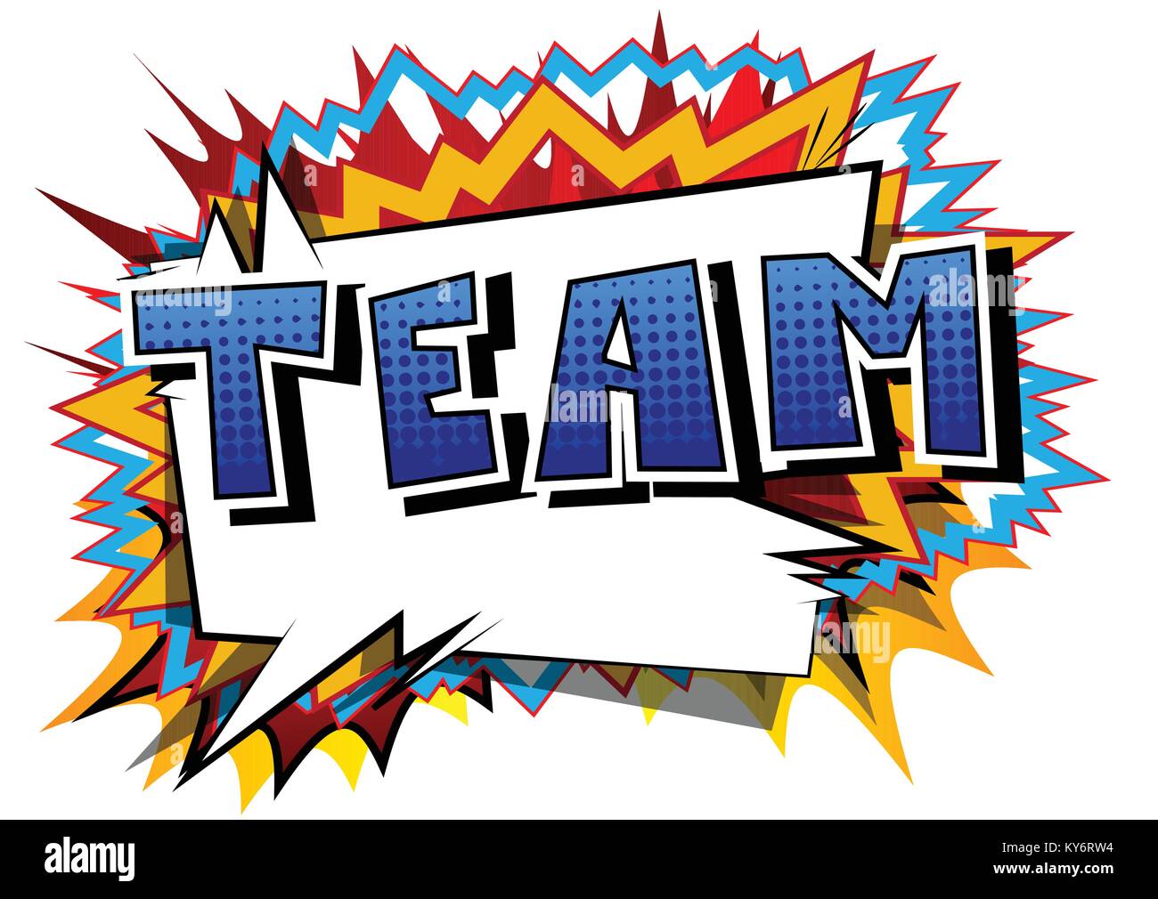 Team - Comic book style phrase on abstract background Stock Vector ...