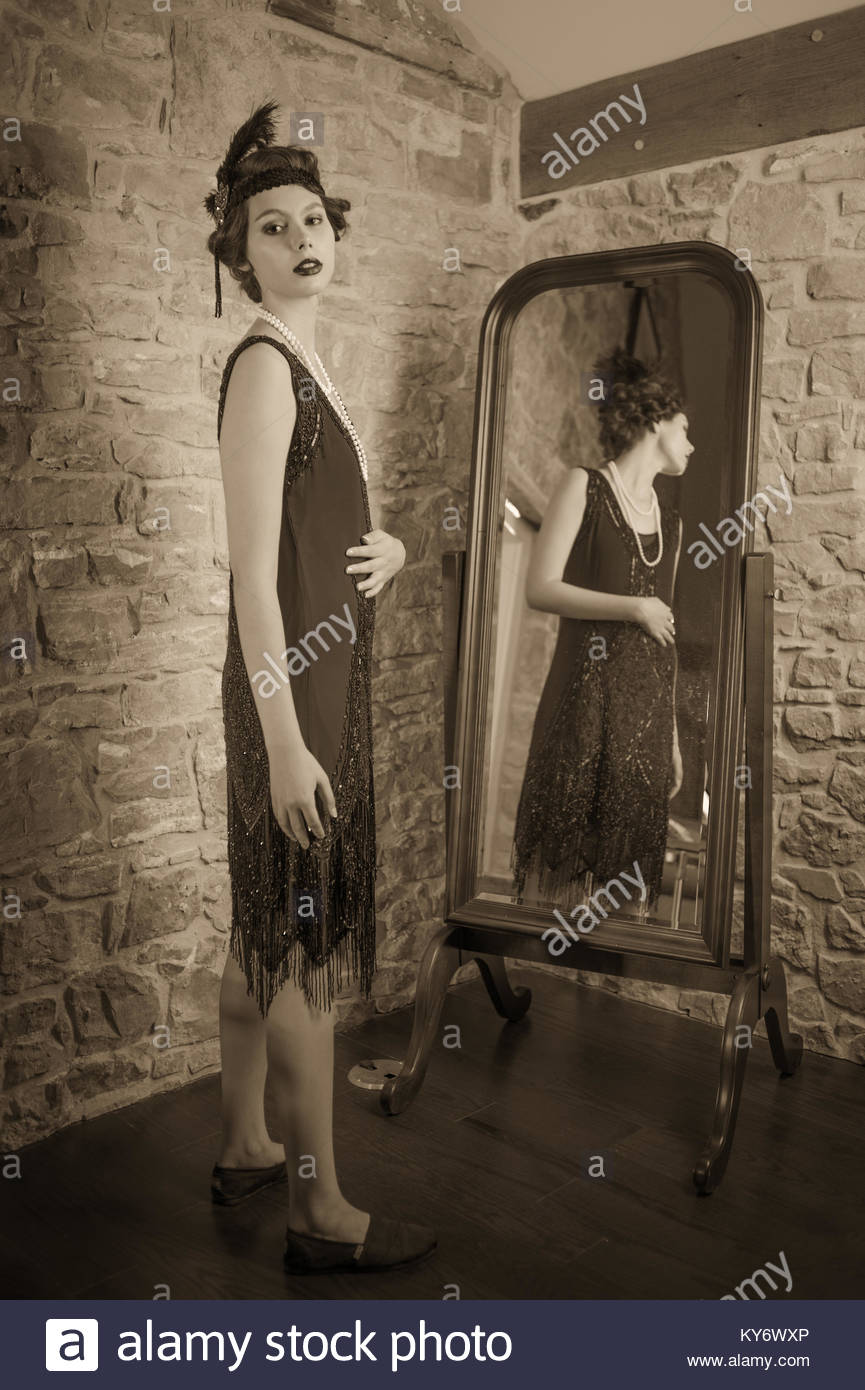 Portrait Of A Woman In A 1920 S Vintage Style Flapper Dress Shot