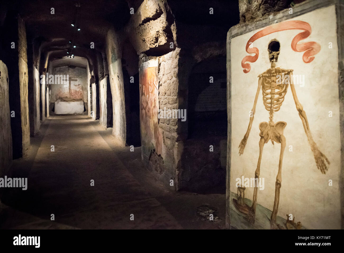 Naples. Italy. Catacombe di San Gaudioso. (Catacombs of Saint Gaudiosus), an underground paleo-Christian burial site (4th-5th century).  'L'allegoria  Stock Photo