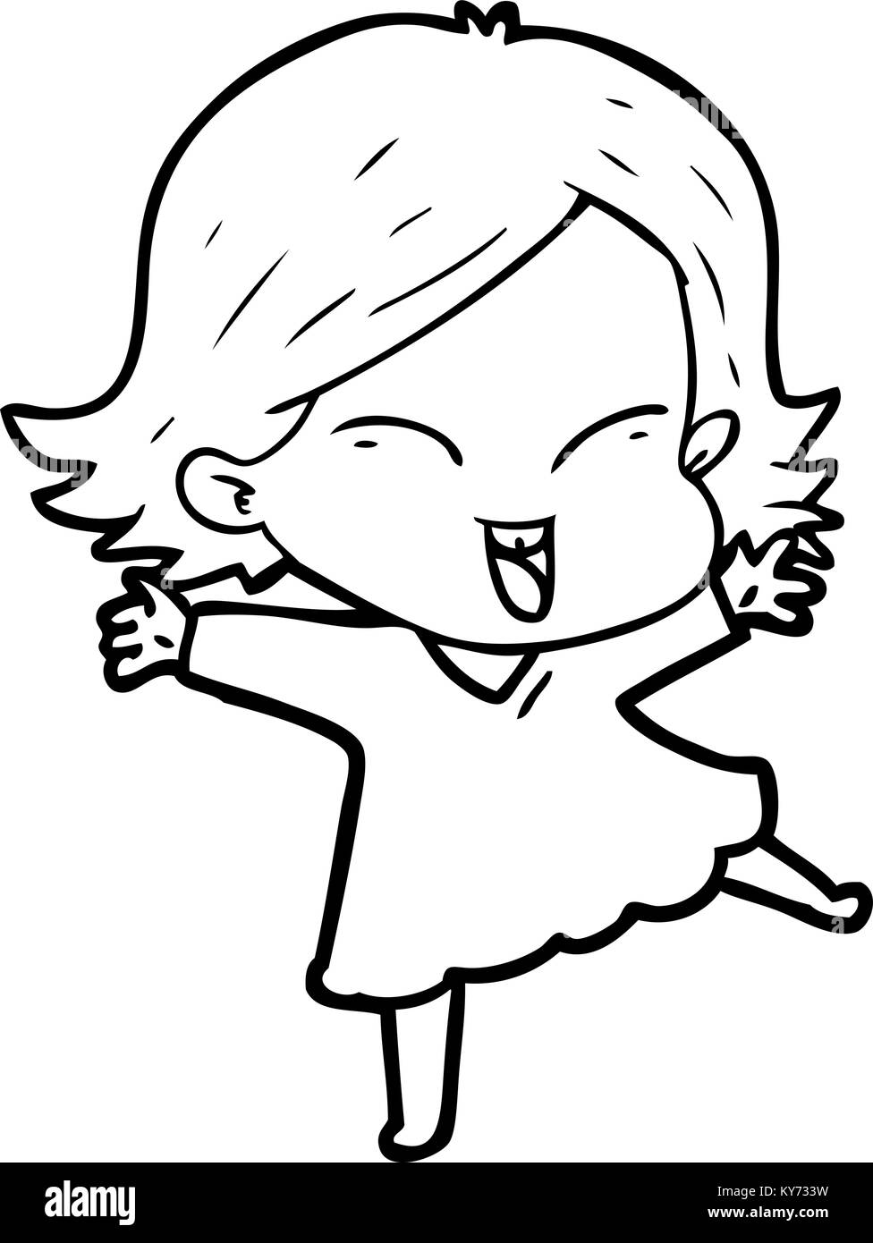 happy cartoon girl Stock Vector Image & Art - Alamy