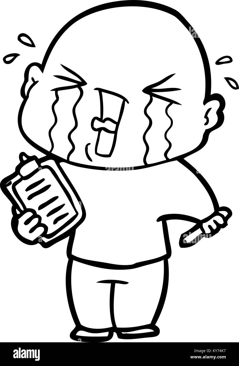 cartoon crying man with clipboard Stock Vector Image & Art - Alamy