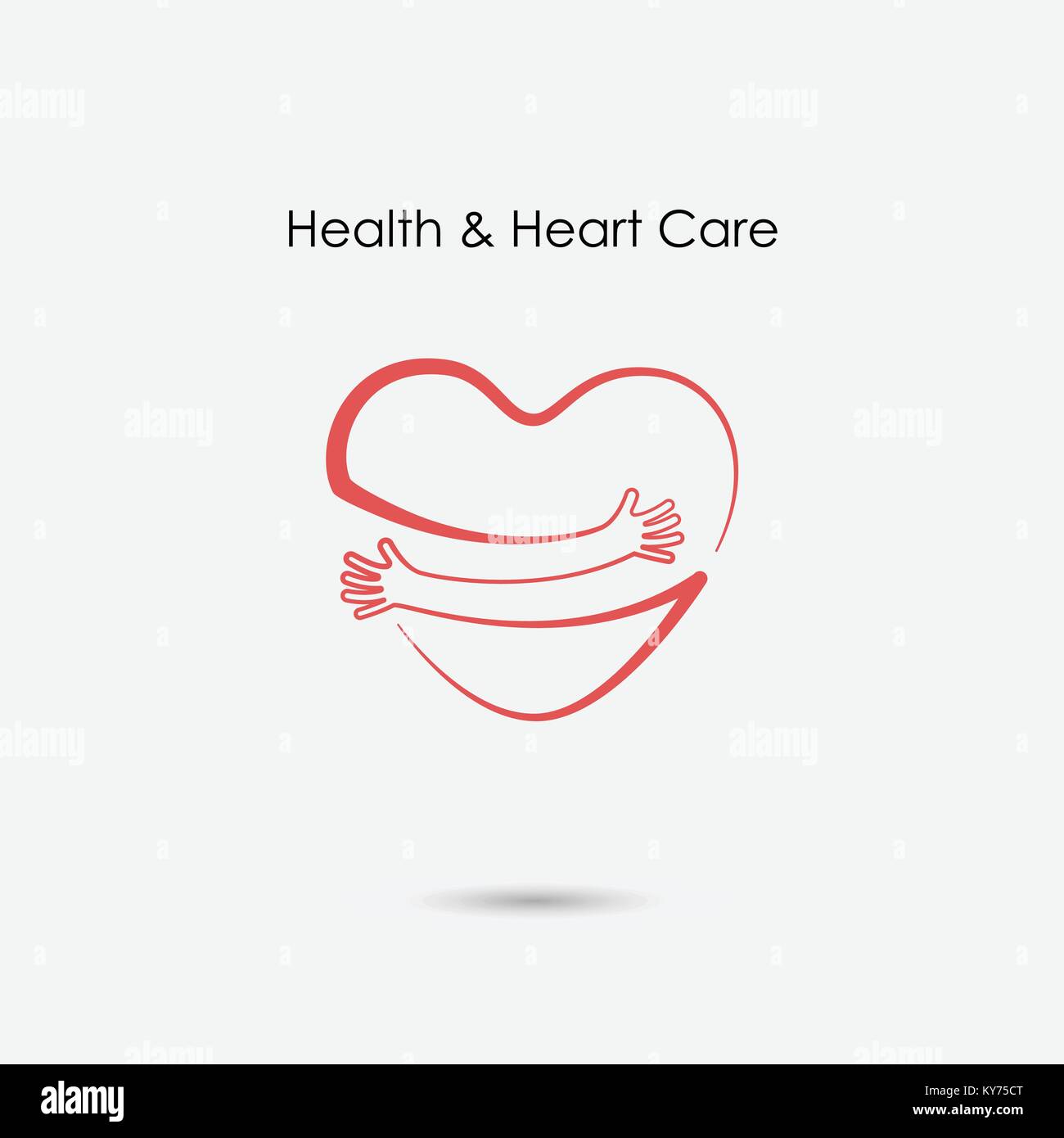 Red heart shape with hand embrace hug yourself logo love yourself logo 