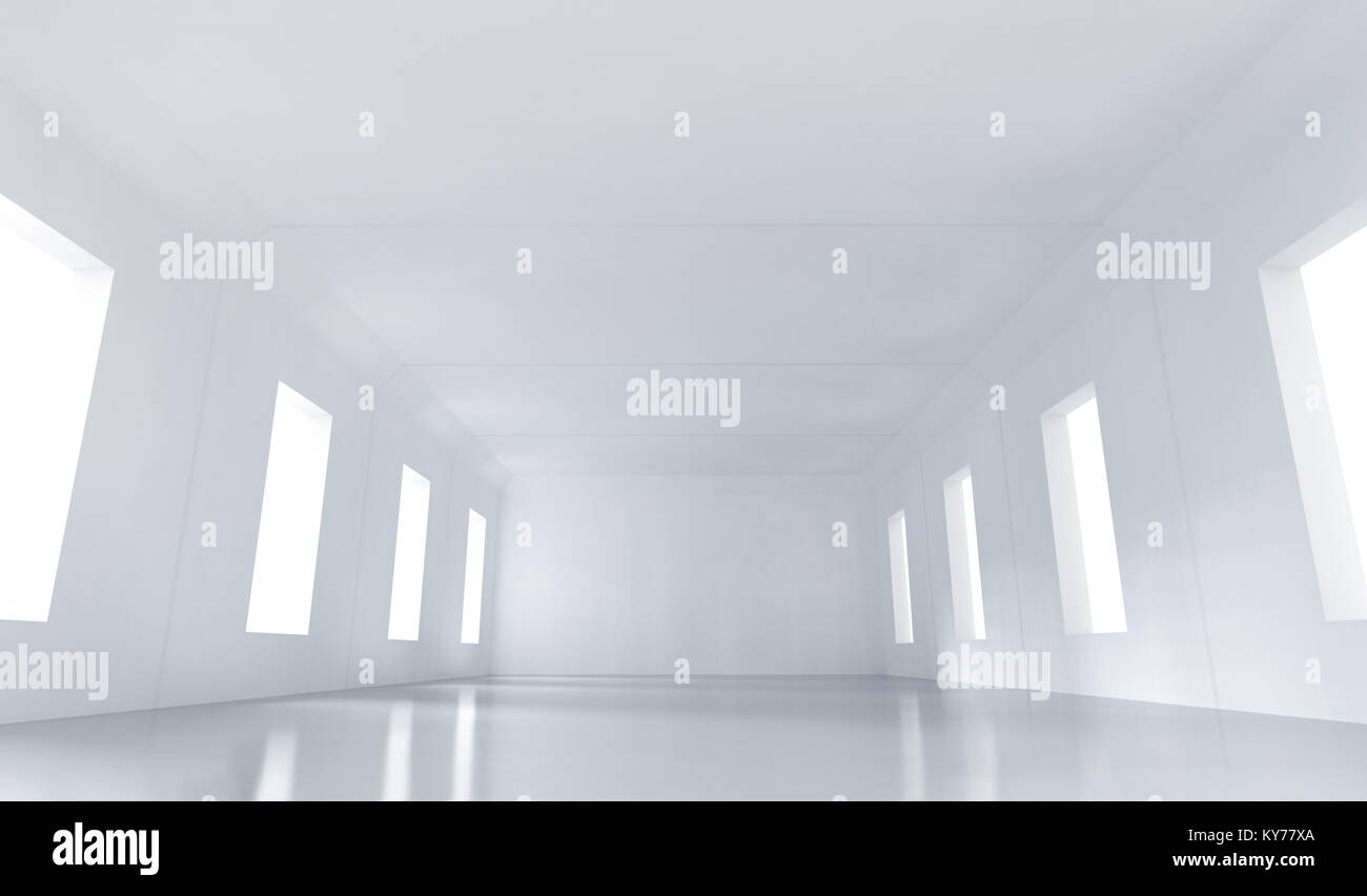 3d rendering empty room with white wall and floor Stock Photo - Alamy