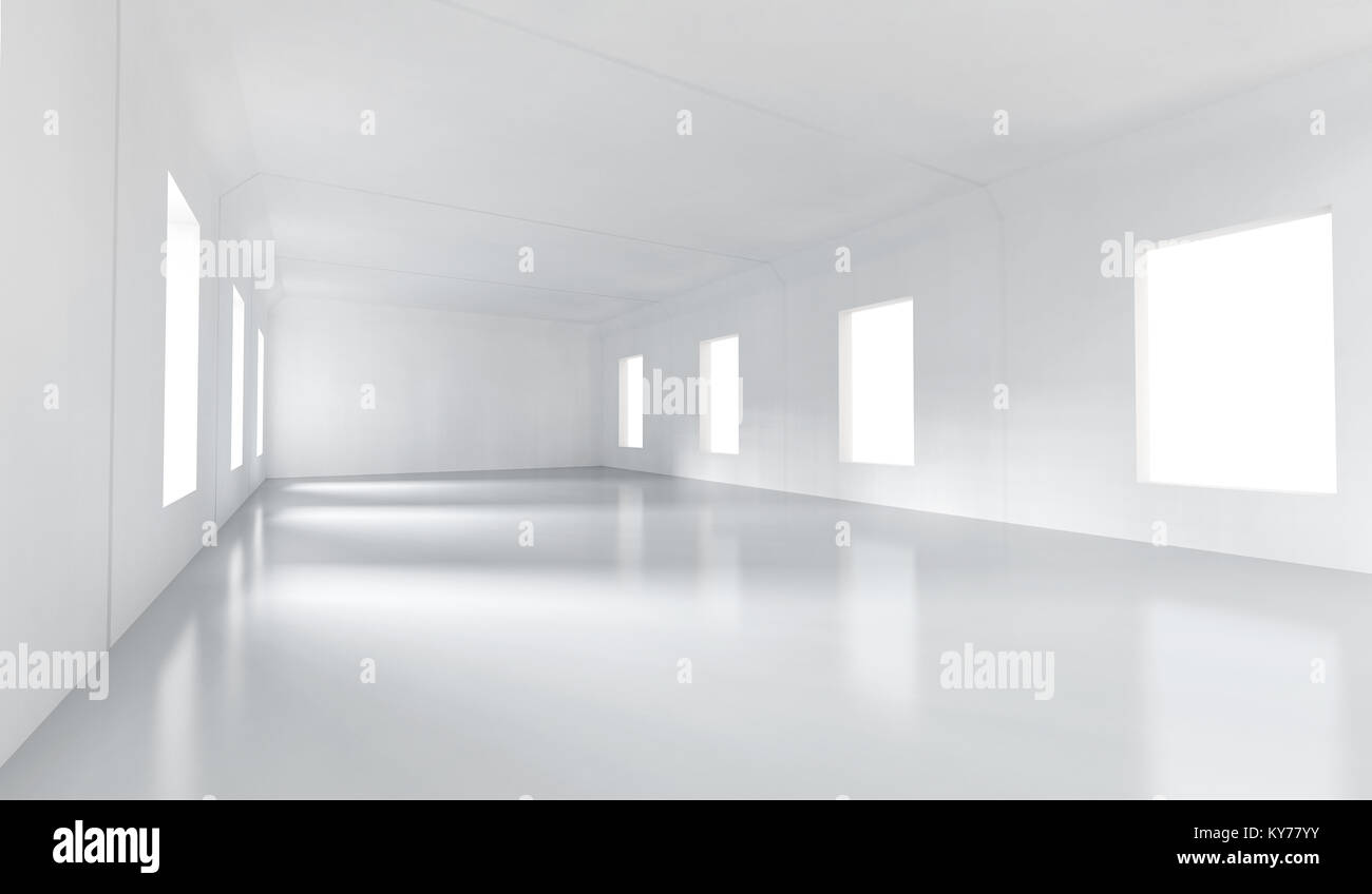 3d rendering empty room with white wall and floor Stock Photo - Alamy