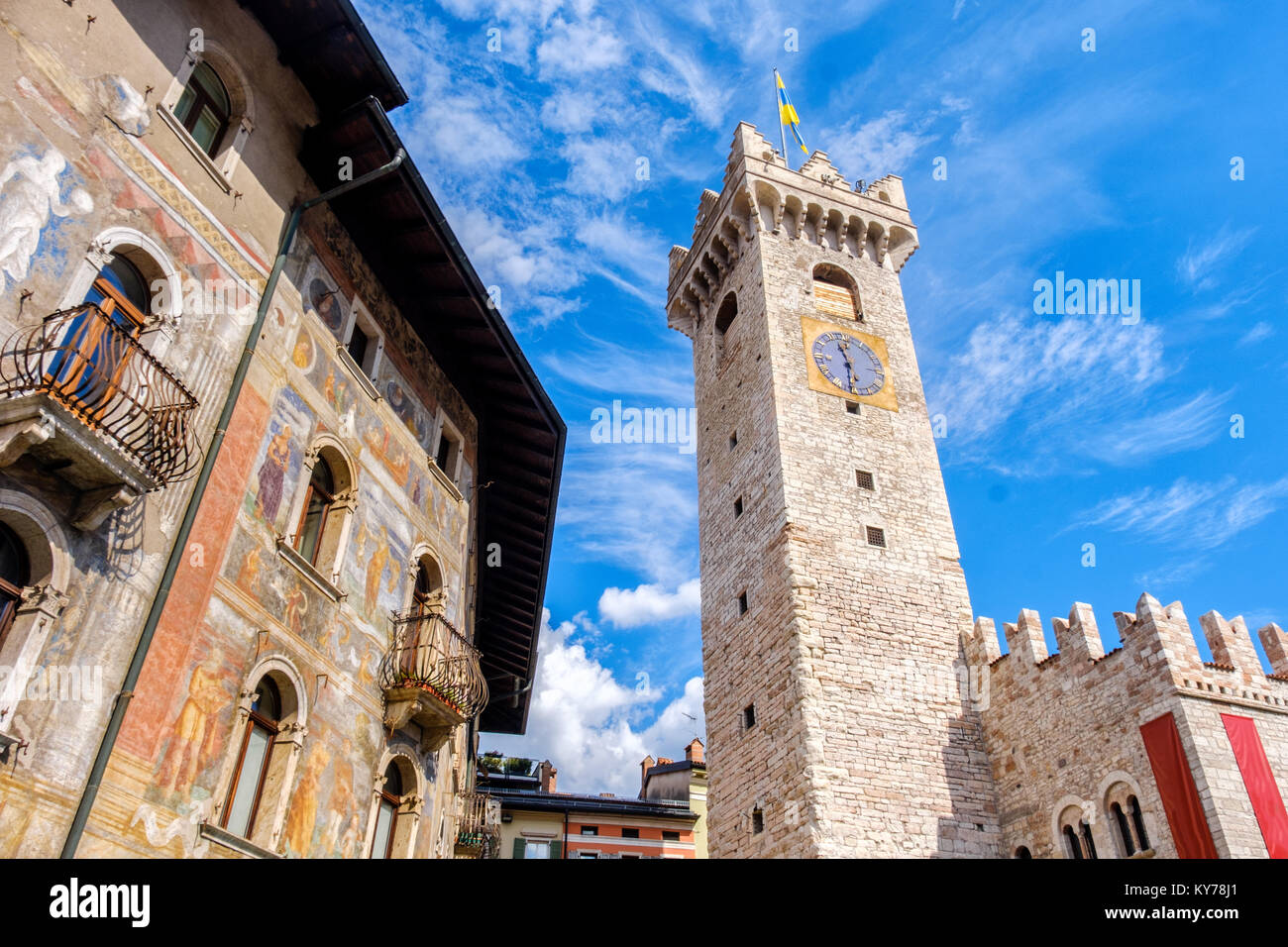 Trento Italy Torre Civica case Cazuffi Rella europa landmarks Stock Photo
