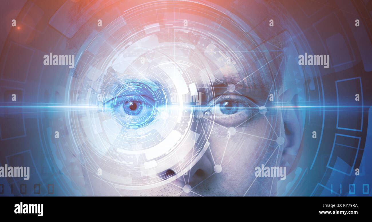 man face recognition technology Stock Photo