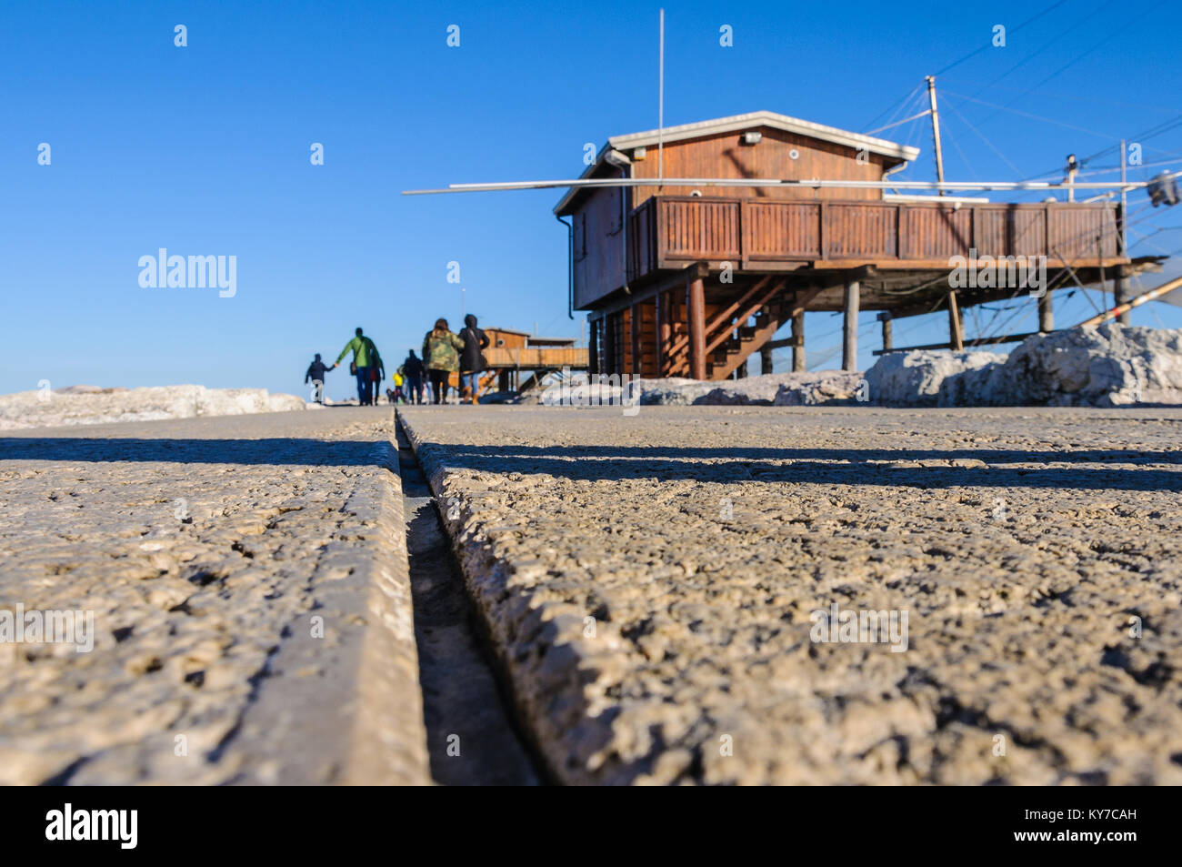 Traditional fishing station in Sottomarina dam near Venice, Italy Stock Photo