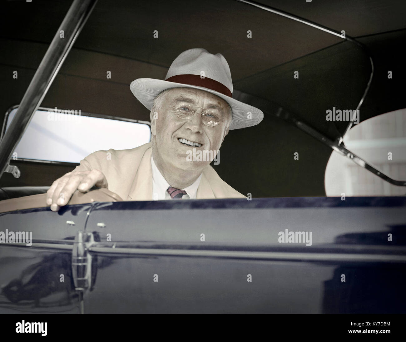 Franklin Delano Roosevelt at Langley Field Air Force Base Virginia. May 29, 1940. Stock Photo