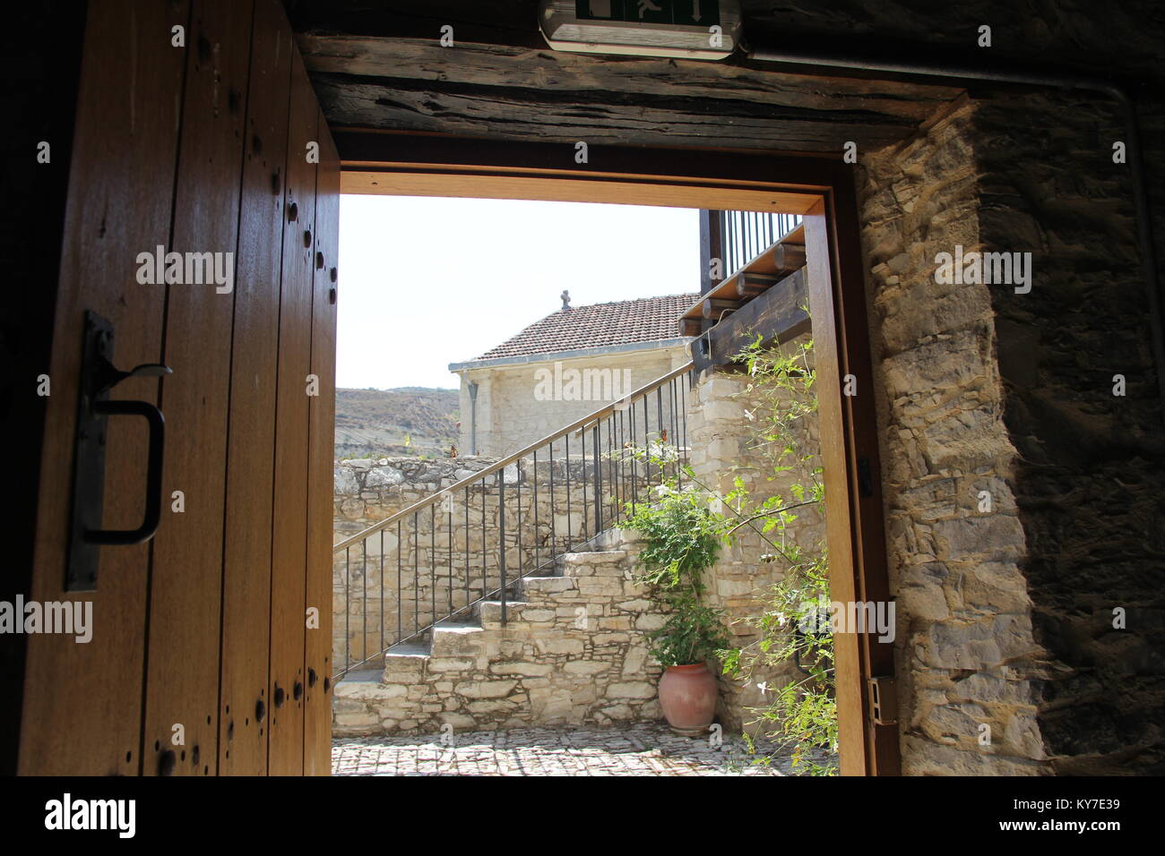 The old winding streets of the authentic Cypriot village Stock Photo