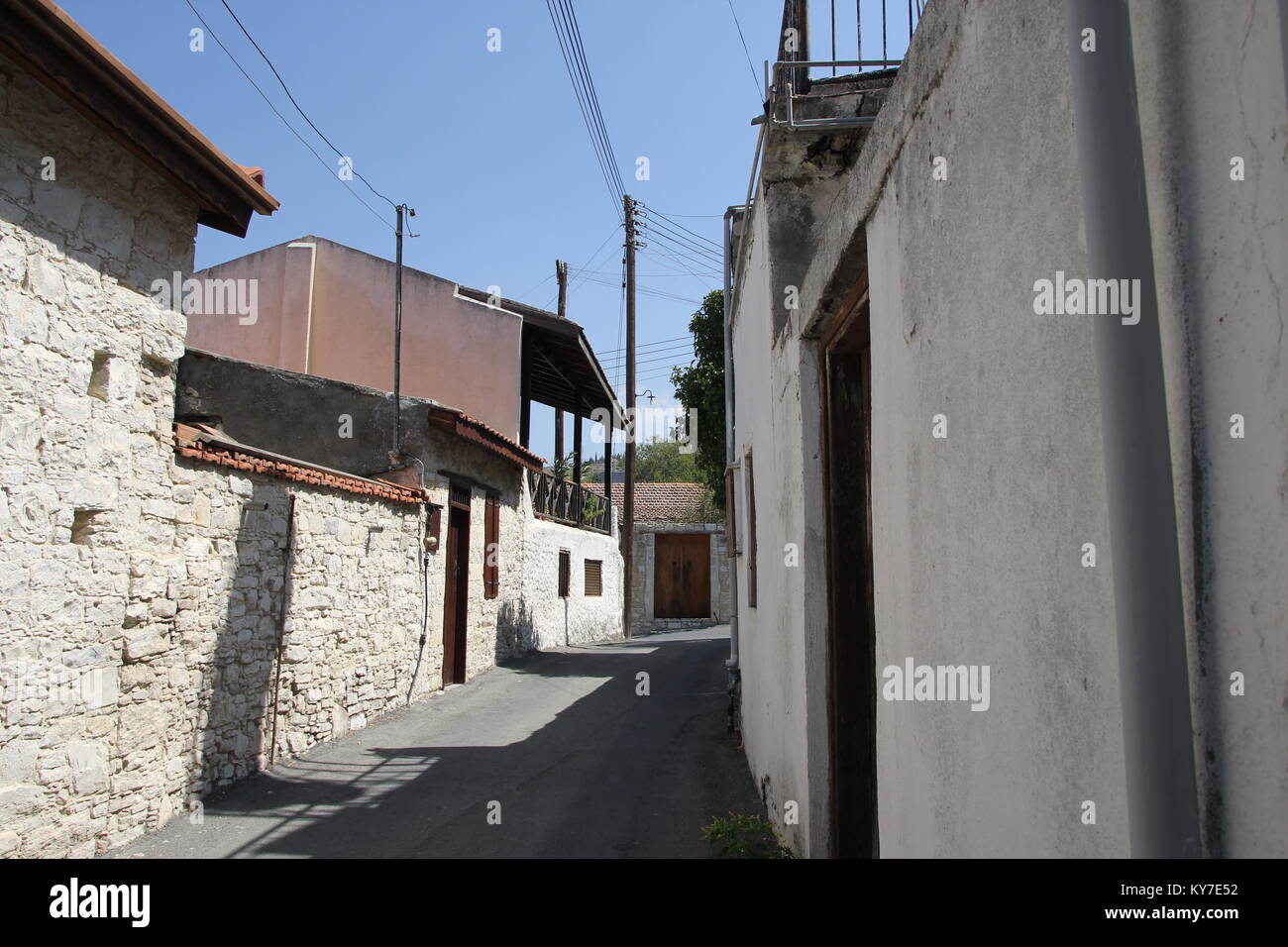 The old winding streets of the authentic Cypriot village Stock Photo